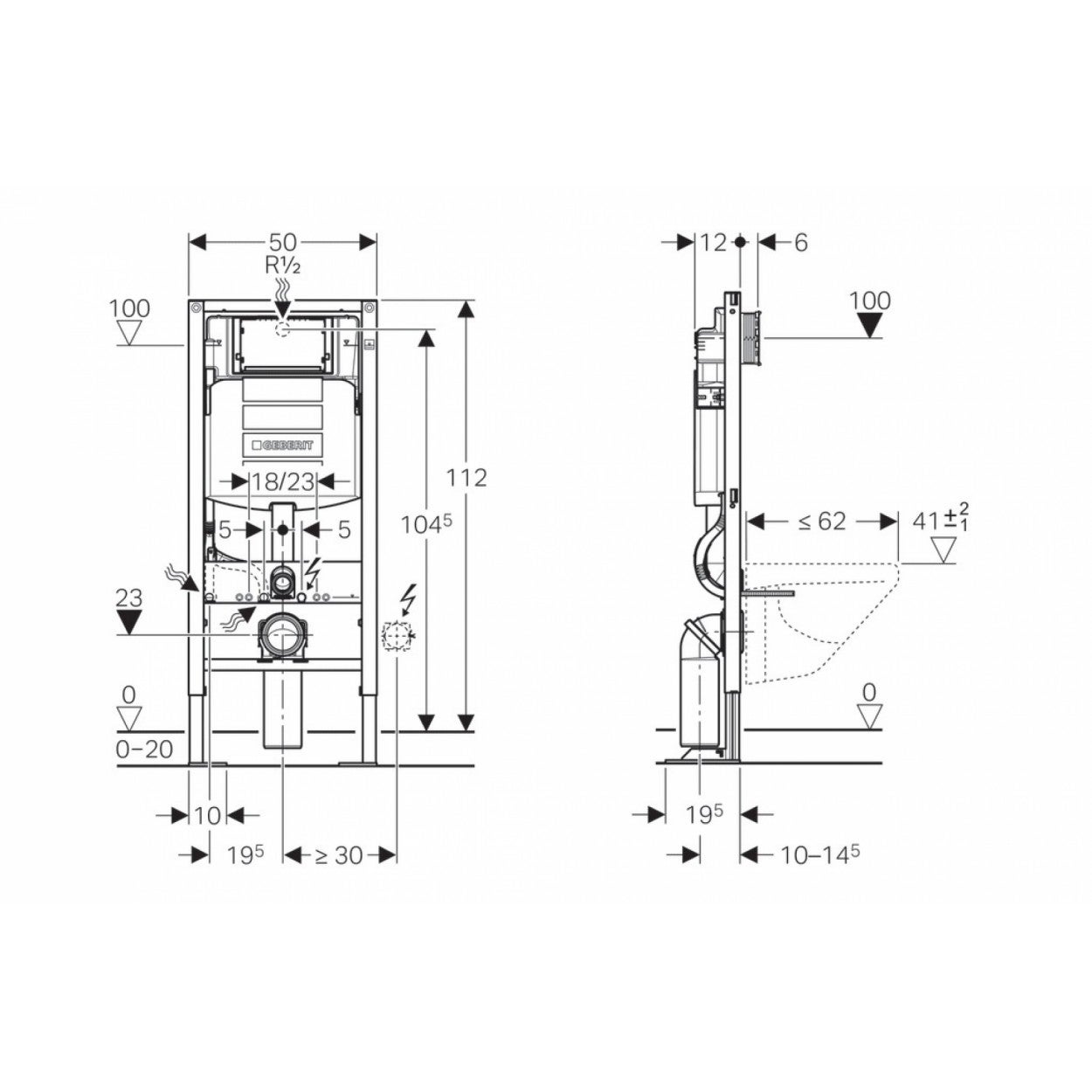 Pack WC suspendu GEBERIT KELOS Blanc + Habillage à carreler - 3
