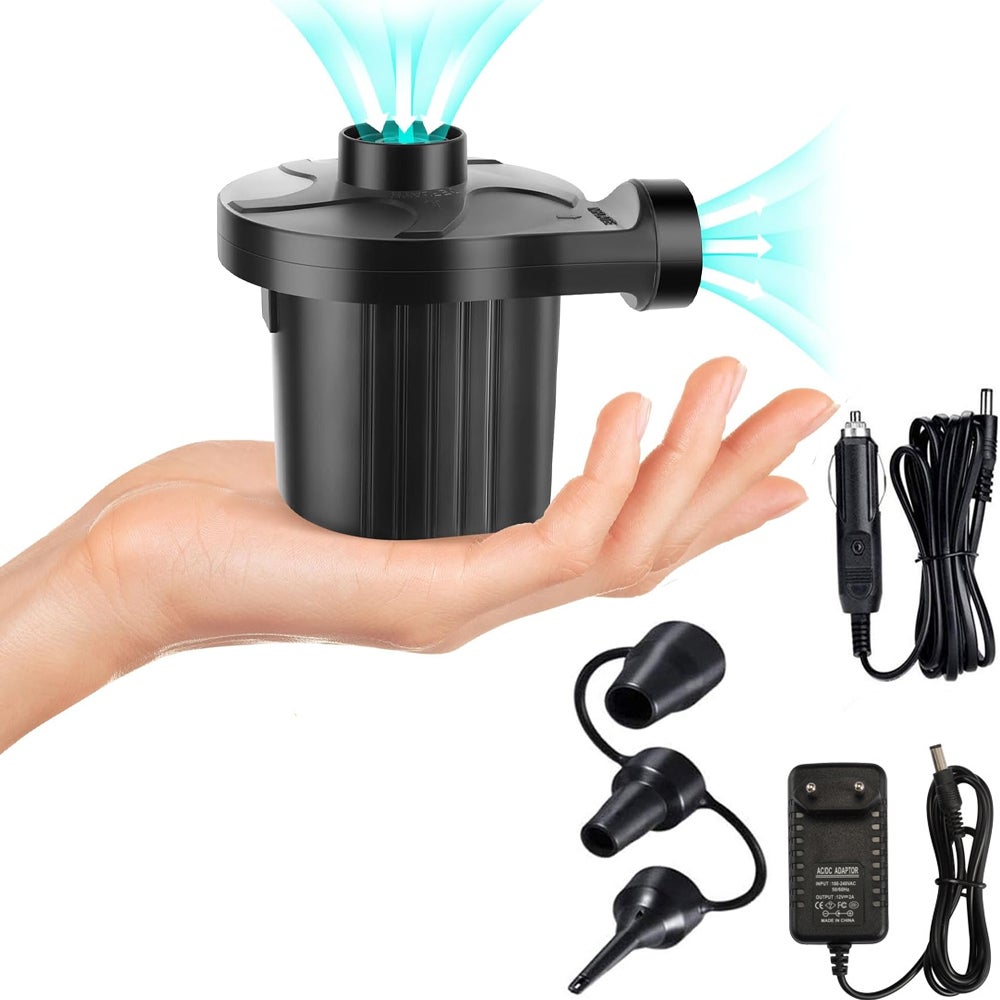 Pompa basenowa - elektryczna pompa do materacy pneumatycznych - z wtyczką i ładowarką samochodową - 3 dysze - 110/240 V