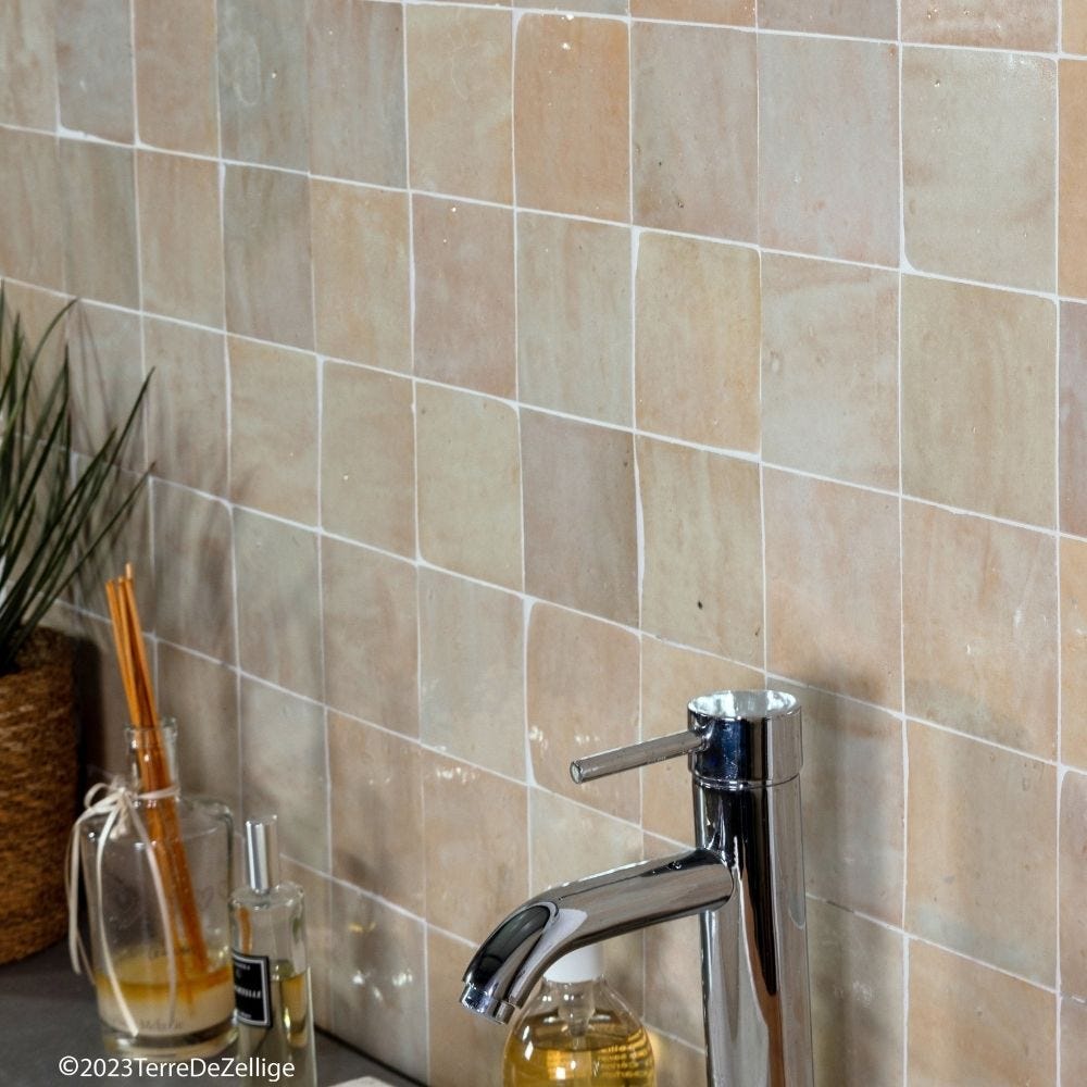 Zellige Marocain - 10x10 cm - Carrelage mur - Terre De Zellige 10x10 cm ...