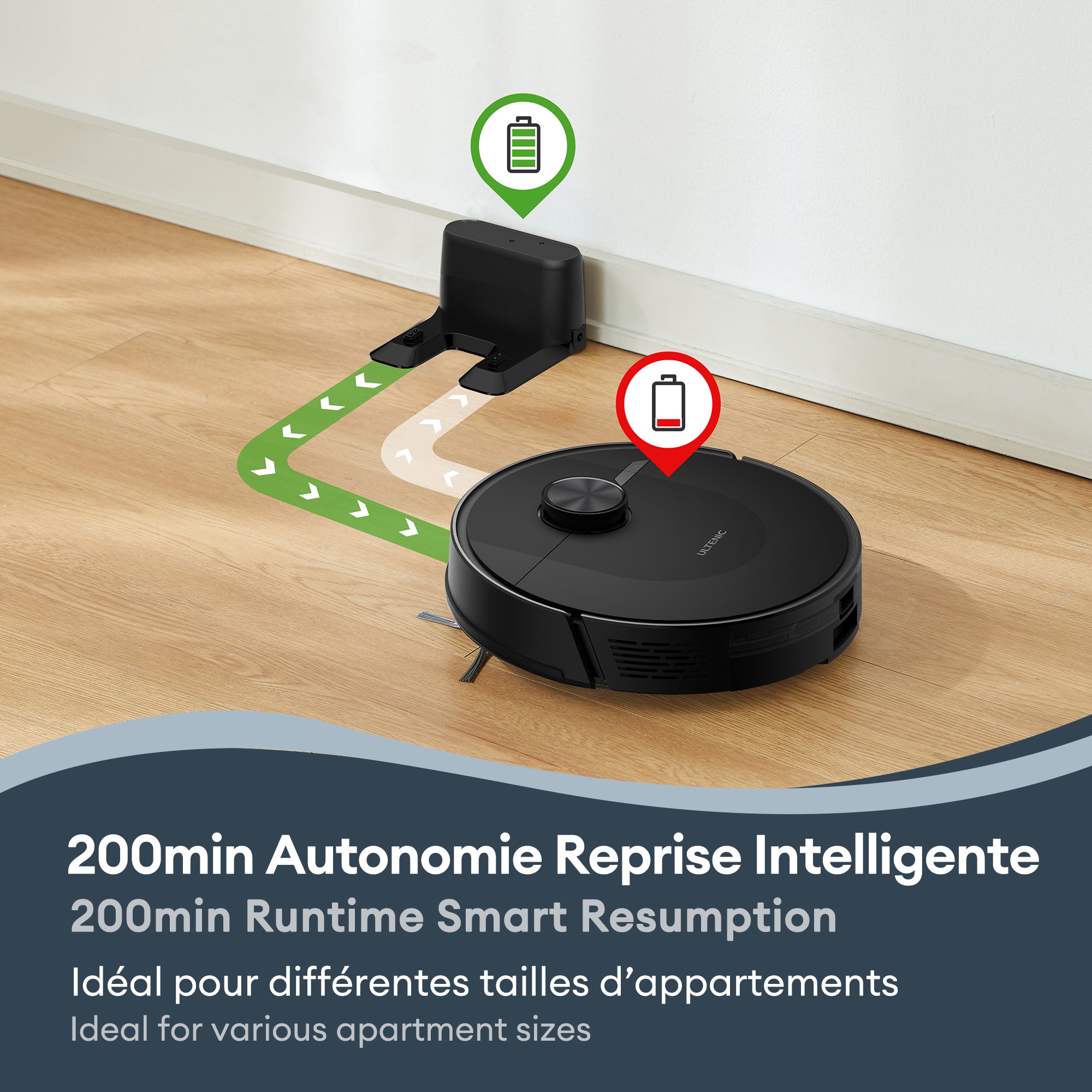 Ultenic DL10 Robot Aspirador y Fregasuelos con Navegación Láser, 8000Pa, 200Min, Robot Limpieza con Mapeo, Auto Carpet Boost, DL10 - 6