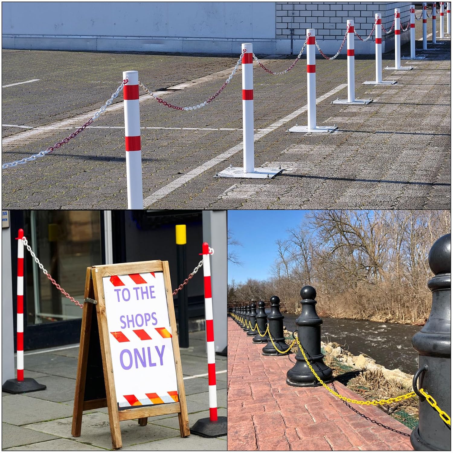 Białe ogniwa łańcucha plastikowego, 700 cm, 6 mm, do barier, parkingów, ogrodzeń, bram i dekoracji - 3