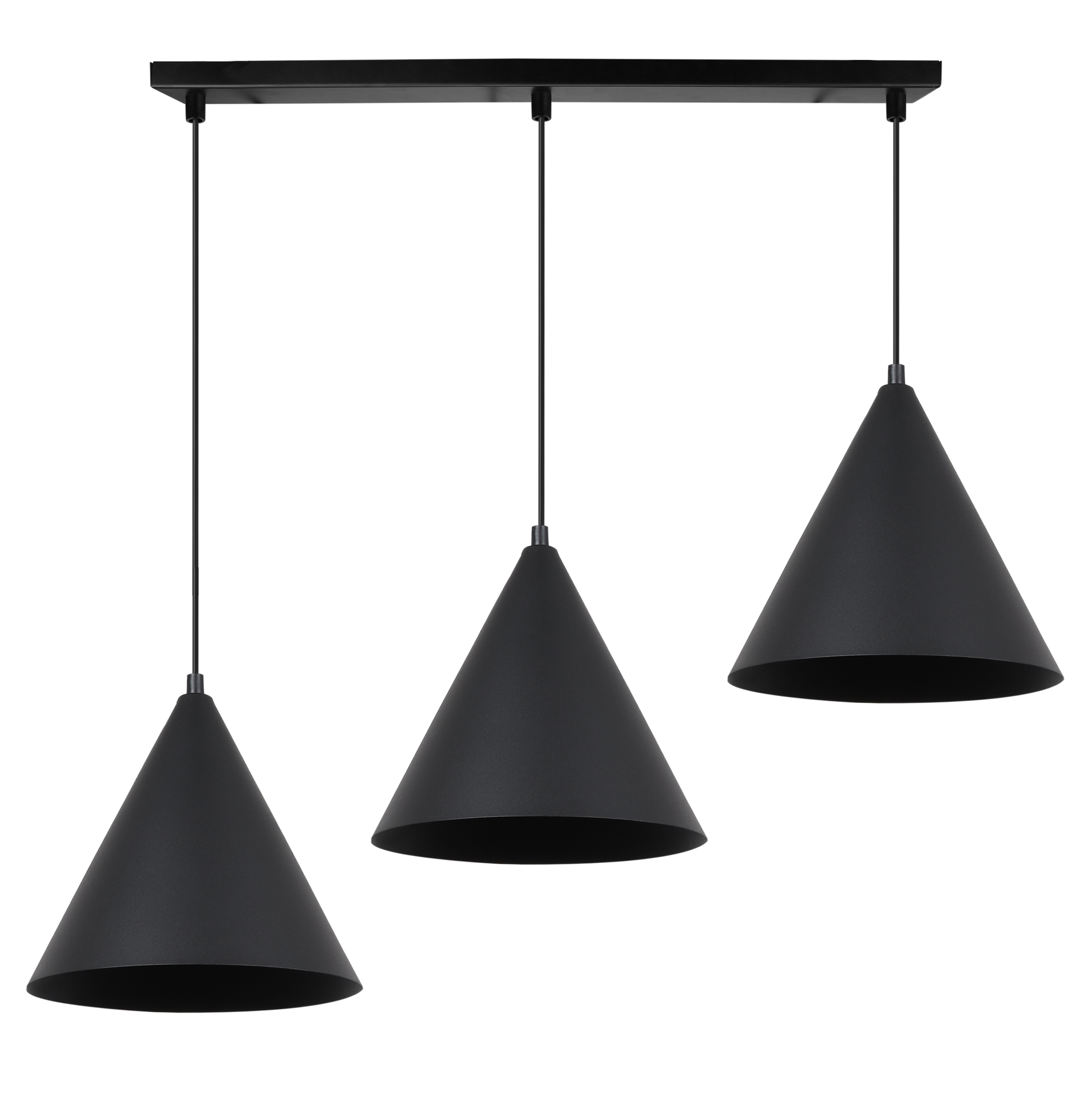 Lampa sufitowa wisząca Soho modern 3xE27 klosz stożek 25cm czarna Light Home LH