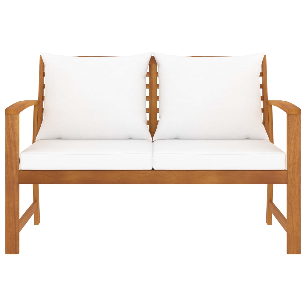 Banc de jardin avec coussin crème 120 cm Bois solide d acacia - 8
