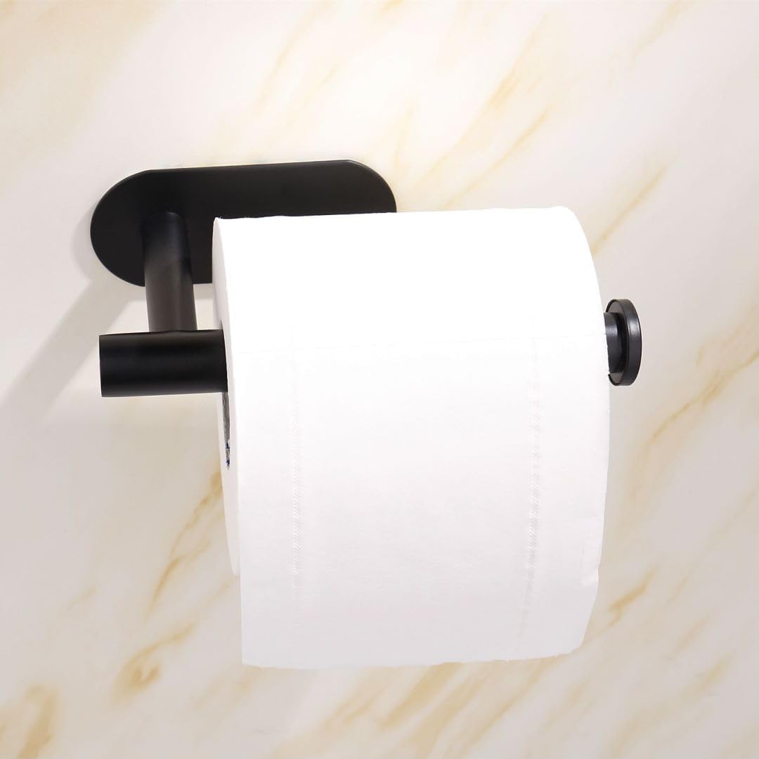 Melairy Porta Rotolo di Carta Igienica Autoadesivo 304 SUS Acciaio Inox Non Richiede Foratura Forte Adesione e Impermeabile Nero