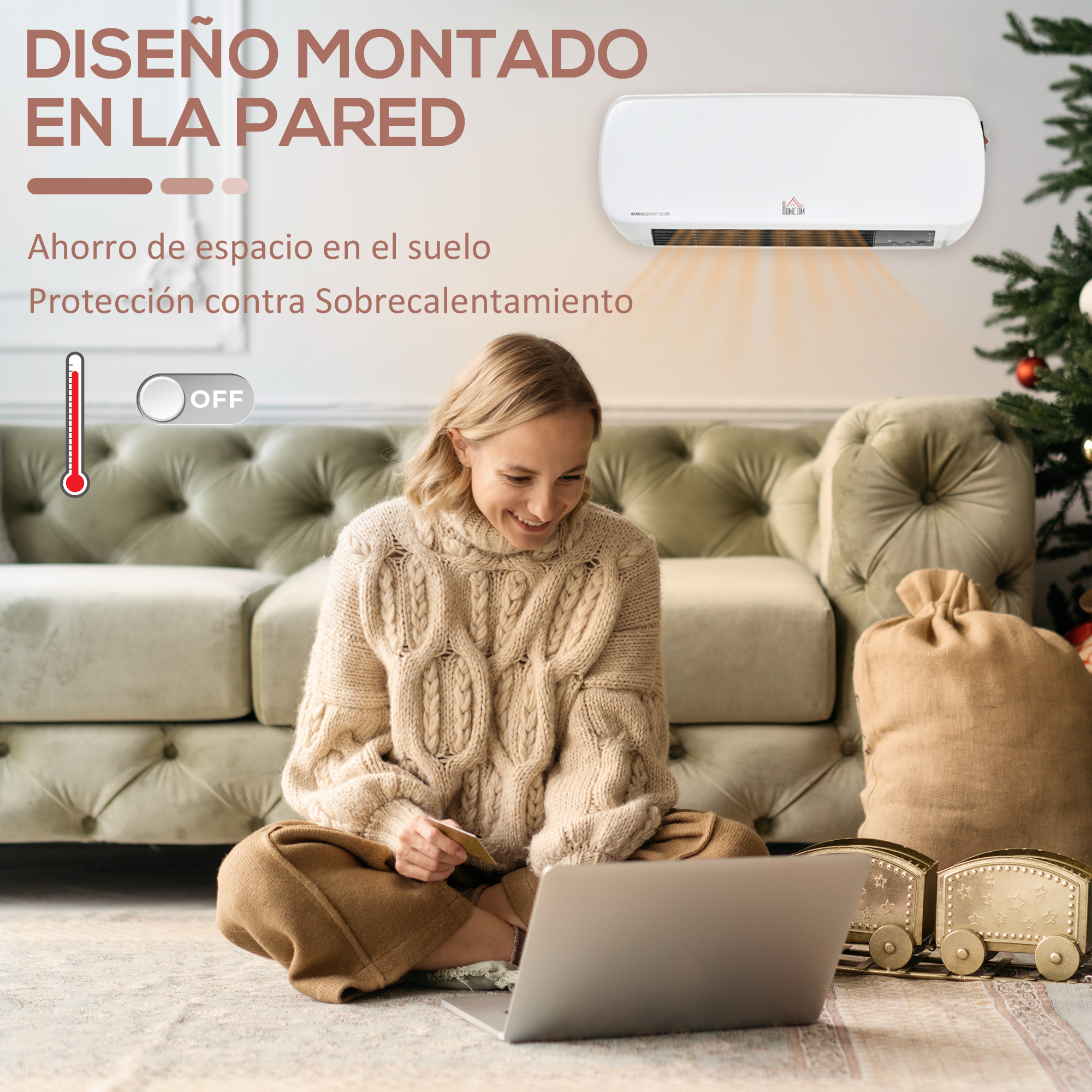 Aquecedor de Parede HOMCOM Branco ABS, PP 45x18.6x11.5cm - 5