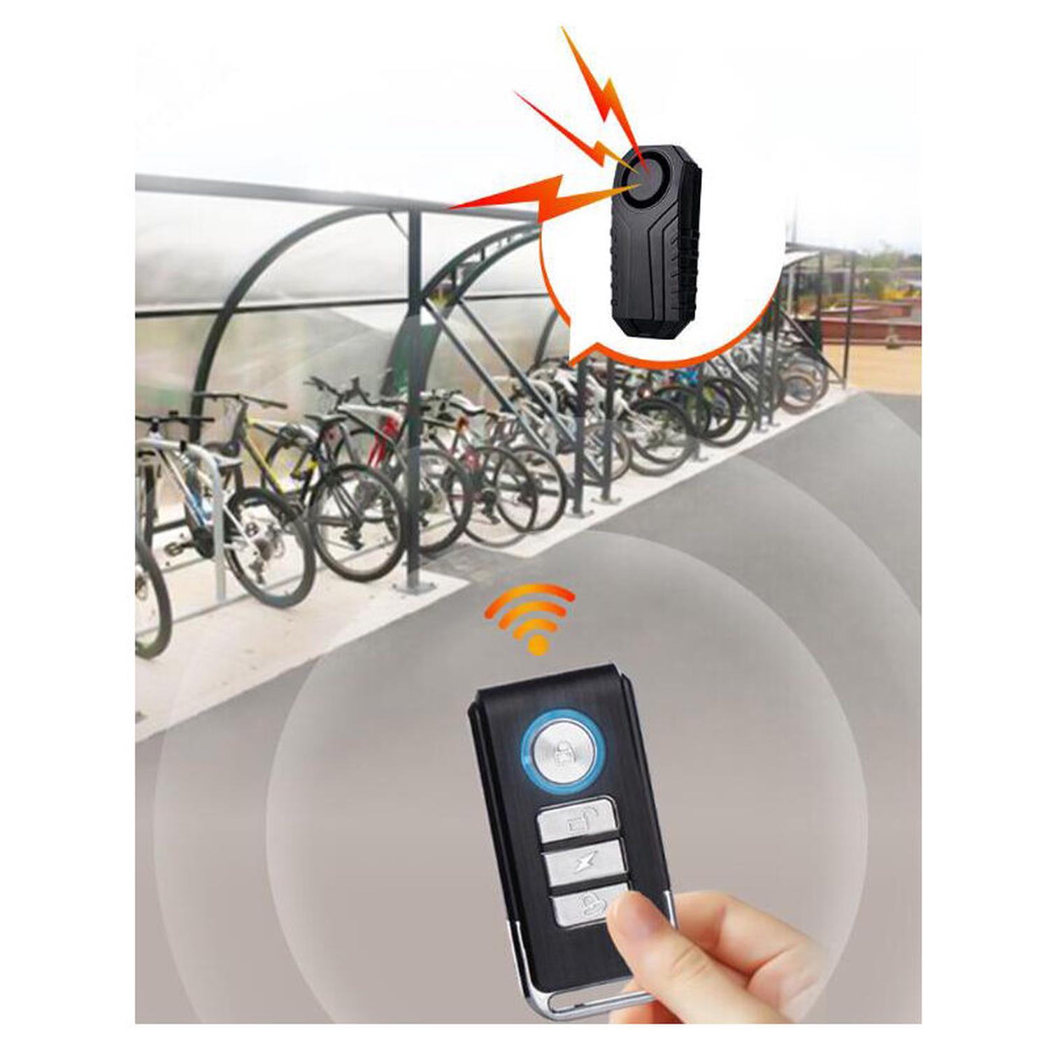 Alarme de vélo sans fil avec télécommande étanche, 113 dB - Alarme de sécurité antivol pour vélo électrique, moto, scooter, véhicules - Sensibilité à 7 niveaux