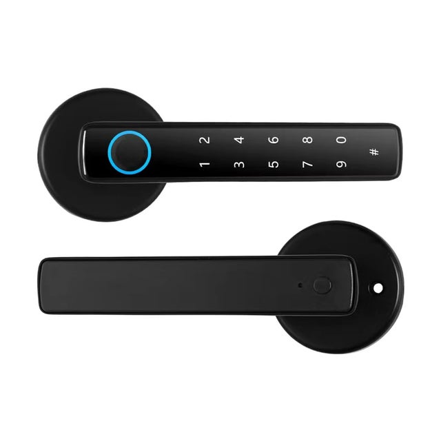 Serrure de porte intelligente 4 en 1 avec empreinte digitale, poignée, et 4 façons de déverrouiller