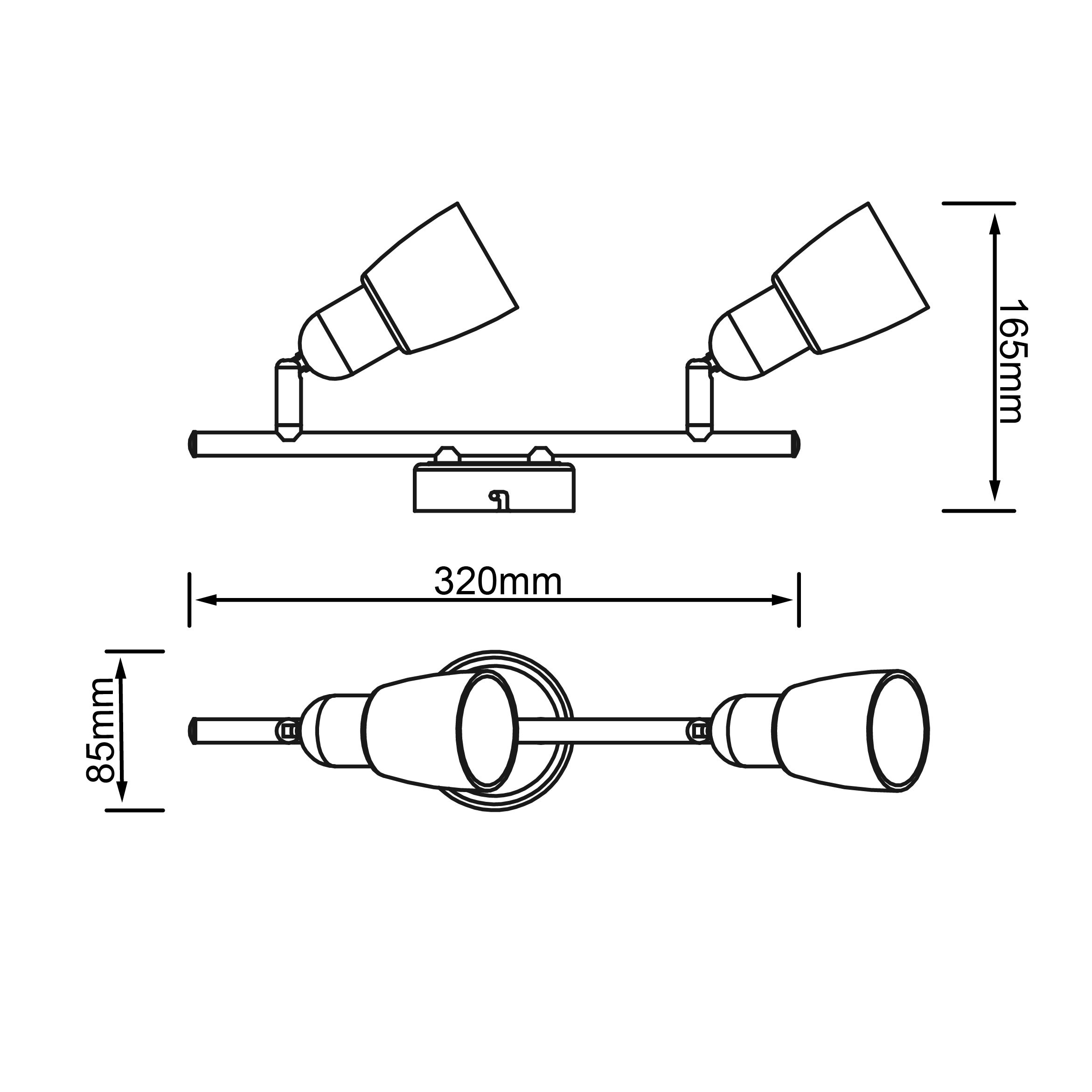 BRILLIANT lampe Sofia spot tube 2 lames fer / chrome / blanc | 2x D45, E14, 40W, nadaje się do lamp wiszących (brak w zestawie) - 2