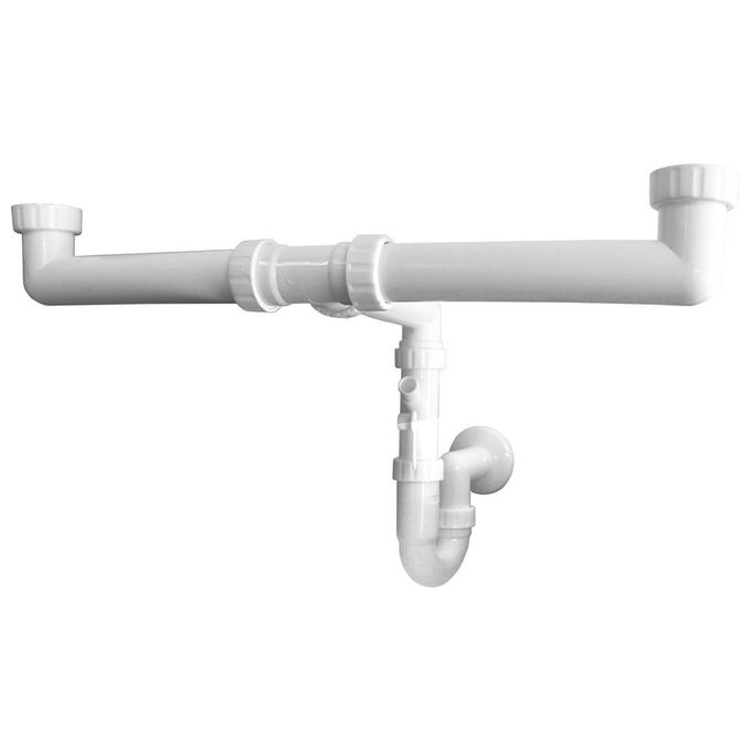 Sifone PVC Per Lavelli A 2 Vasche - Basso Ingombro Con Attacco Lavastoviglie - Foto 8