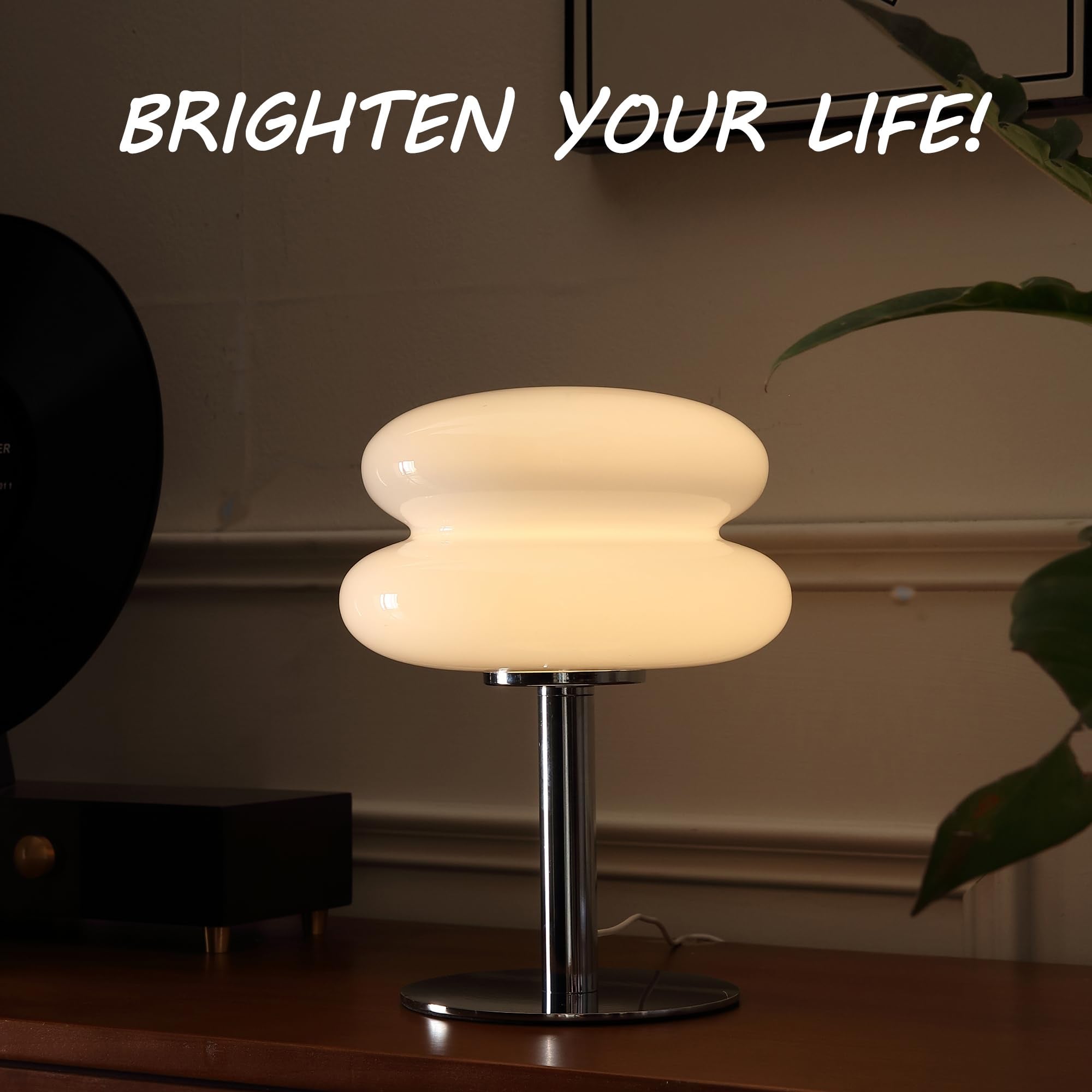 Lampe de table LED, lumière d'ambiance rétro en verre, lampe de bureau mignonne à intensité variable, lampe de chevet USB (blanc) - 9