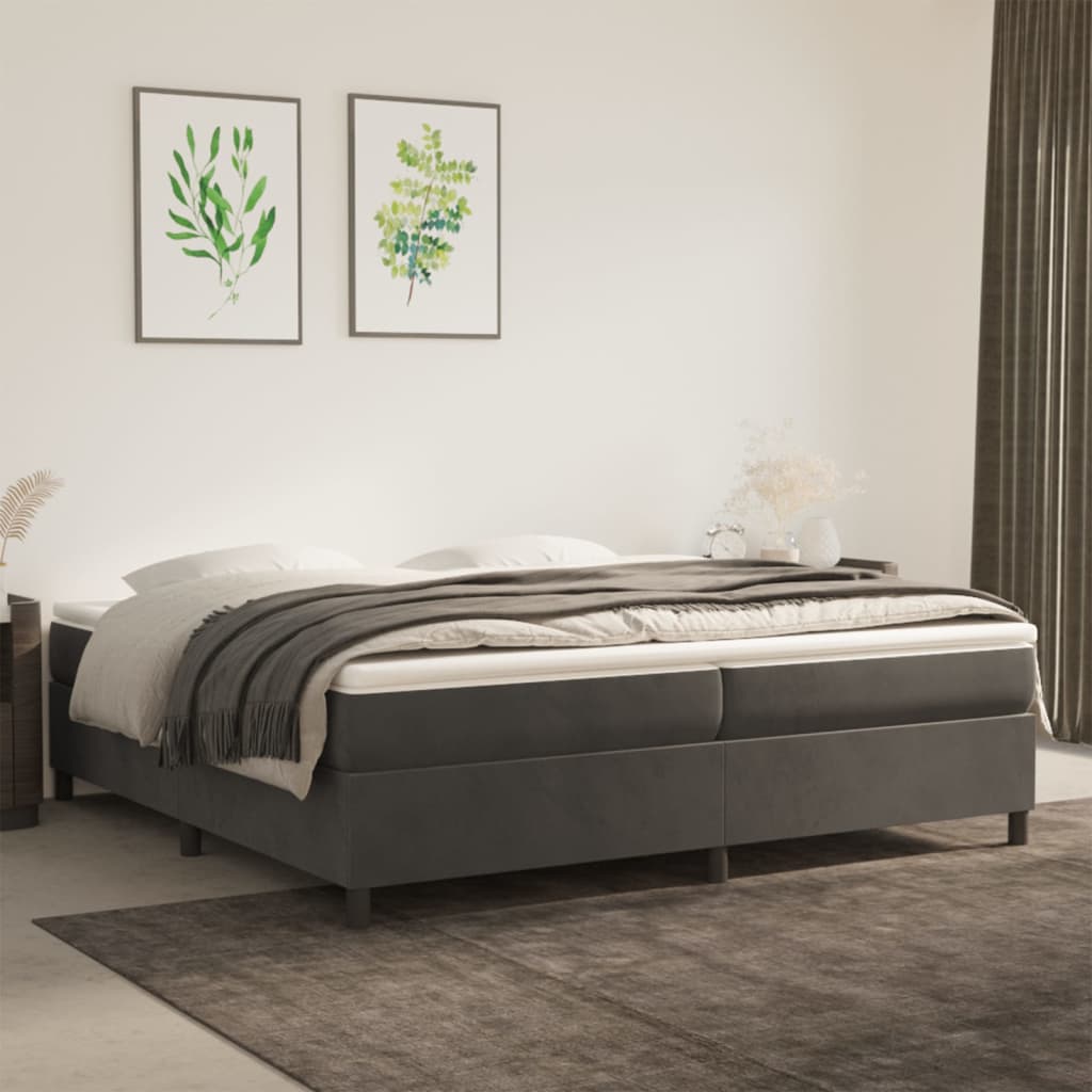 Cadre de lit sans matelas velours gris foncé 200x200 cm — COMFORTXL - 2