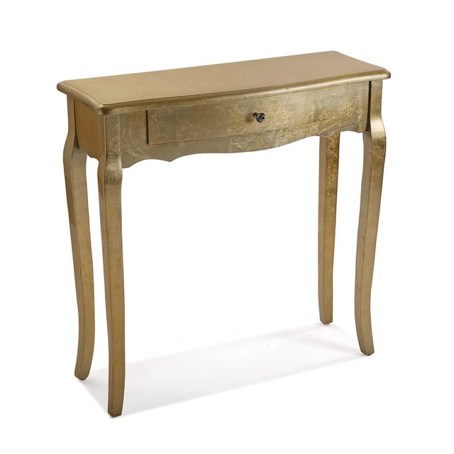 Consolle Lusso Bianco E Oro 127 Cm | Tavolo Da Ingresso Con Gambe Curvy In Acciaio | Mobile Stretto Per Corridoio E Soggiorno - 3