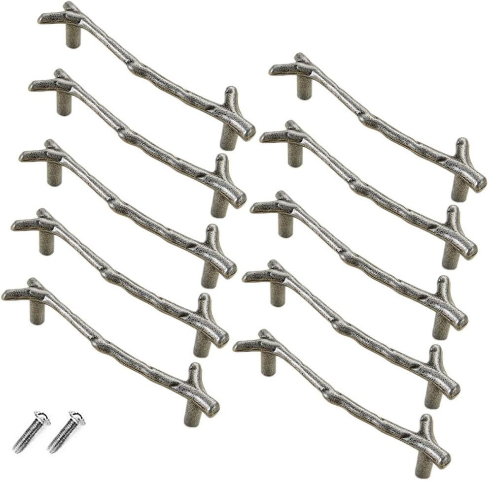 10 szt. zabytkowych gałek do szuflad szafkowych ze stopu cynku, uchwyty do szuflad w stylu rustykalnym (96 mm, srebrne)