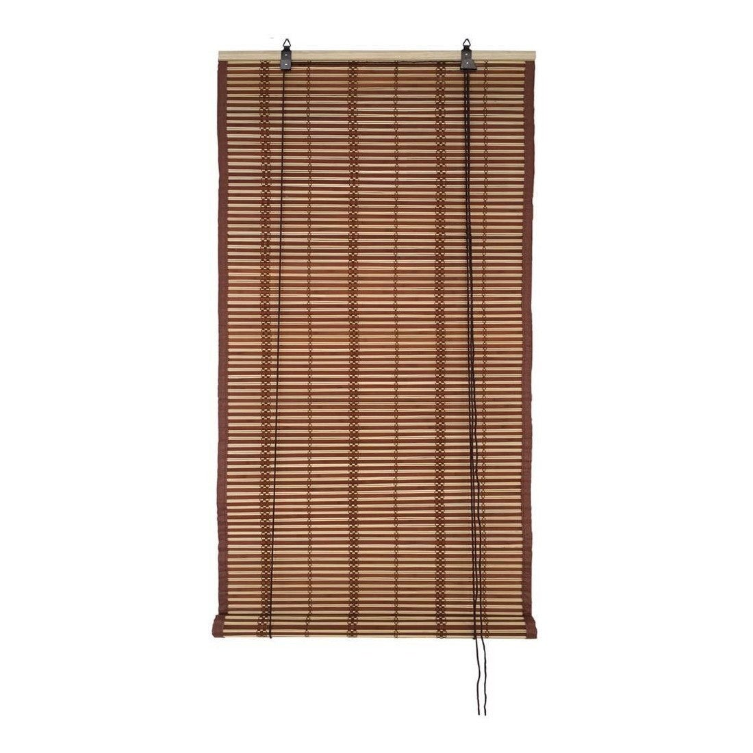 Volet roulant en bambou et osier avec poulie et cordon Folk Garden Deluxe Collection - Taille 100xH160 cm - Couleur Marron - - 2