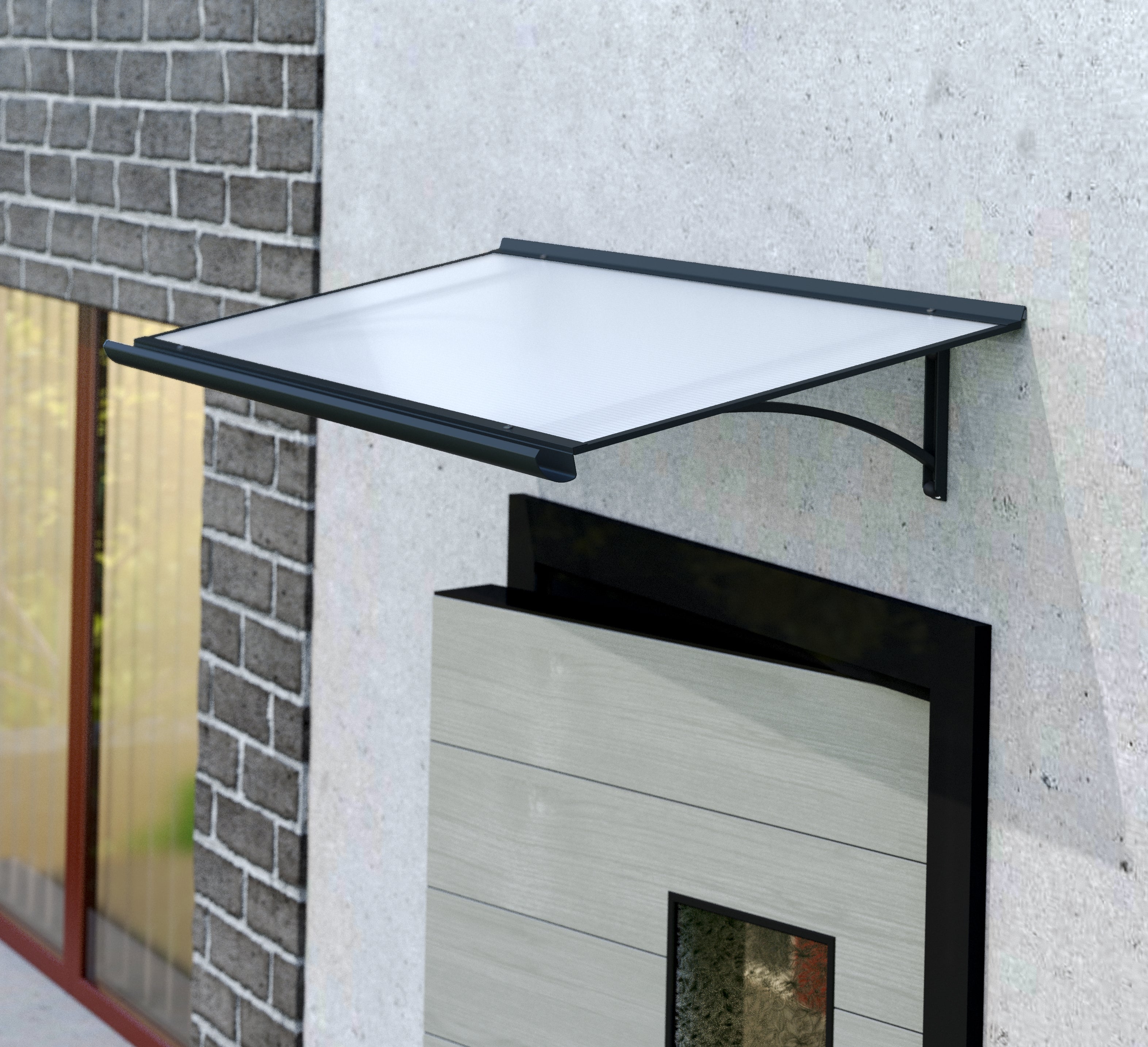 Arctom marquesina, tejadillo para puerta de aluminio antracita Rumba 120x55, policarbonato celular - 5