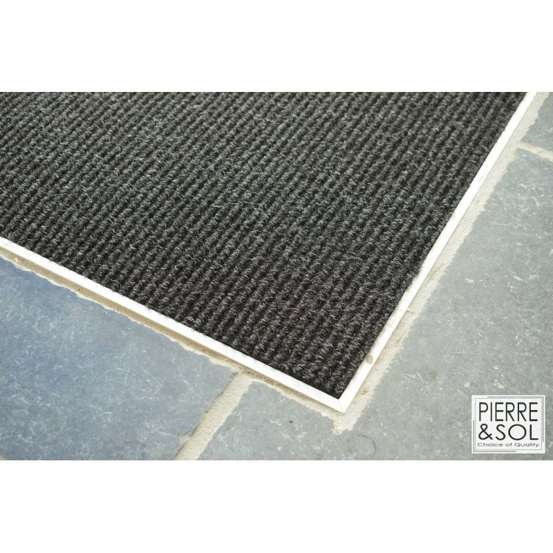Felpudo de polipropileno con superficie acanalada - decorib dcr - nuevo diseño - rosco - negro 584 x 384mm
