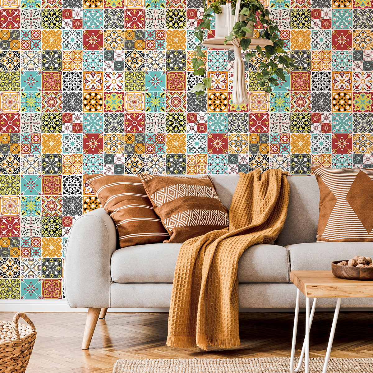 30 vinilos baldosas de cemento azulejos lizia - adhesivo de pared - revestimiento sticker mural decorativo - 30stickers15x15cm