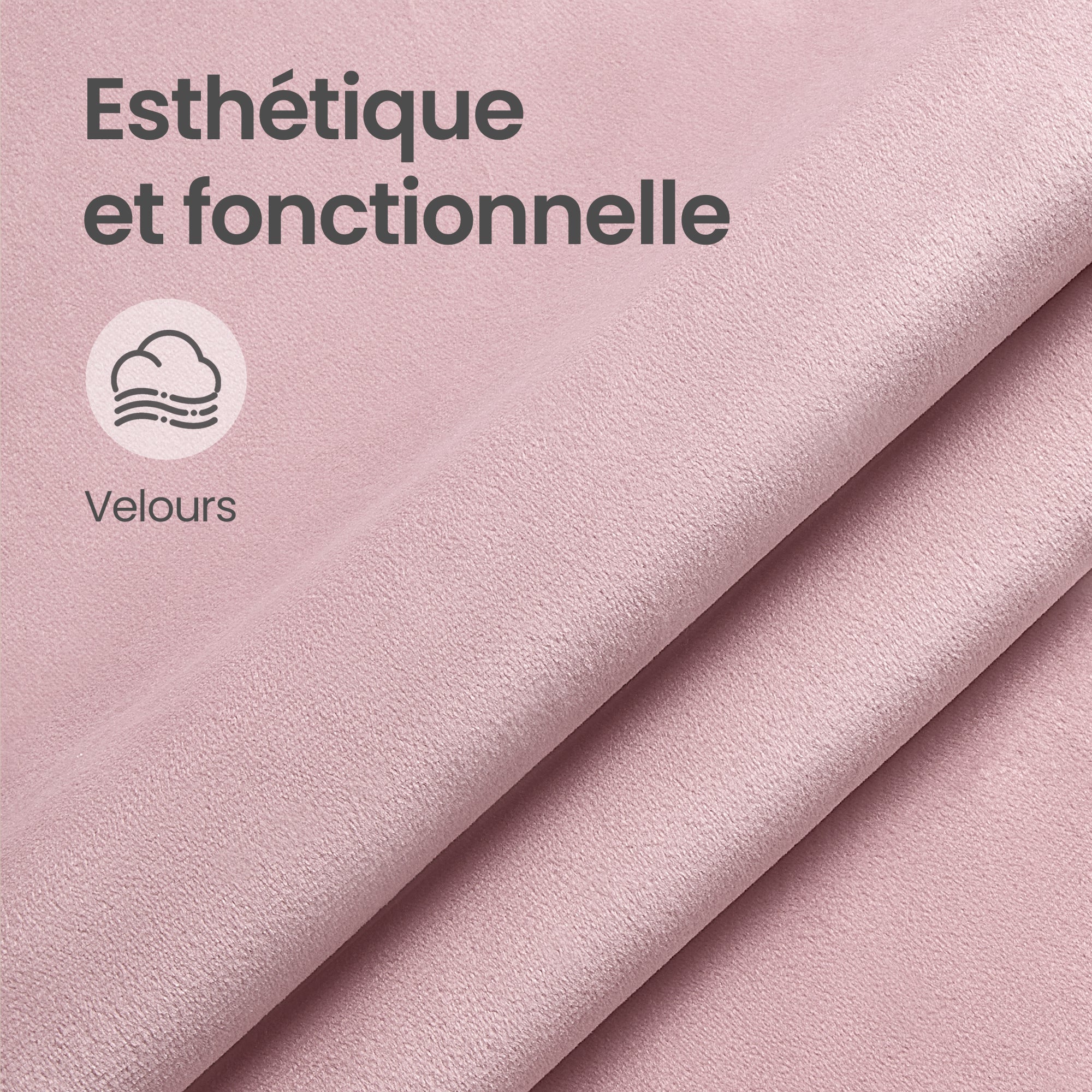 Chaise de Coiffeuse Réglable, Tabouret avec Dossier, Rotation 360°, Velours, pour Coiffeuse, Rose - 7