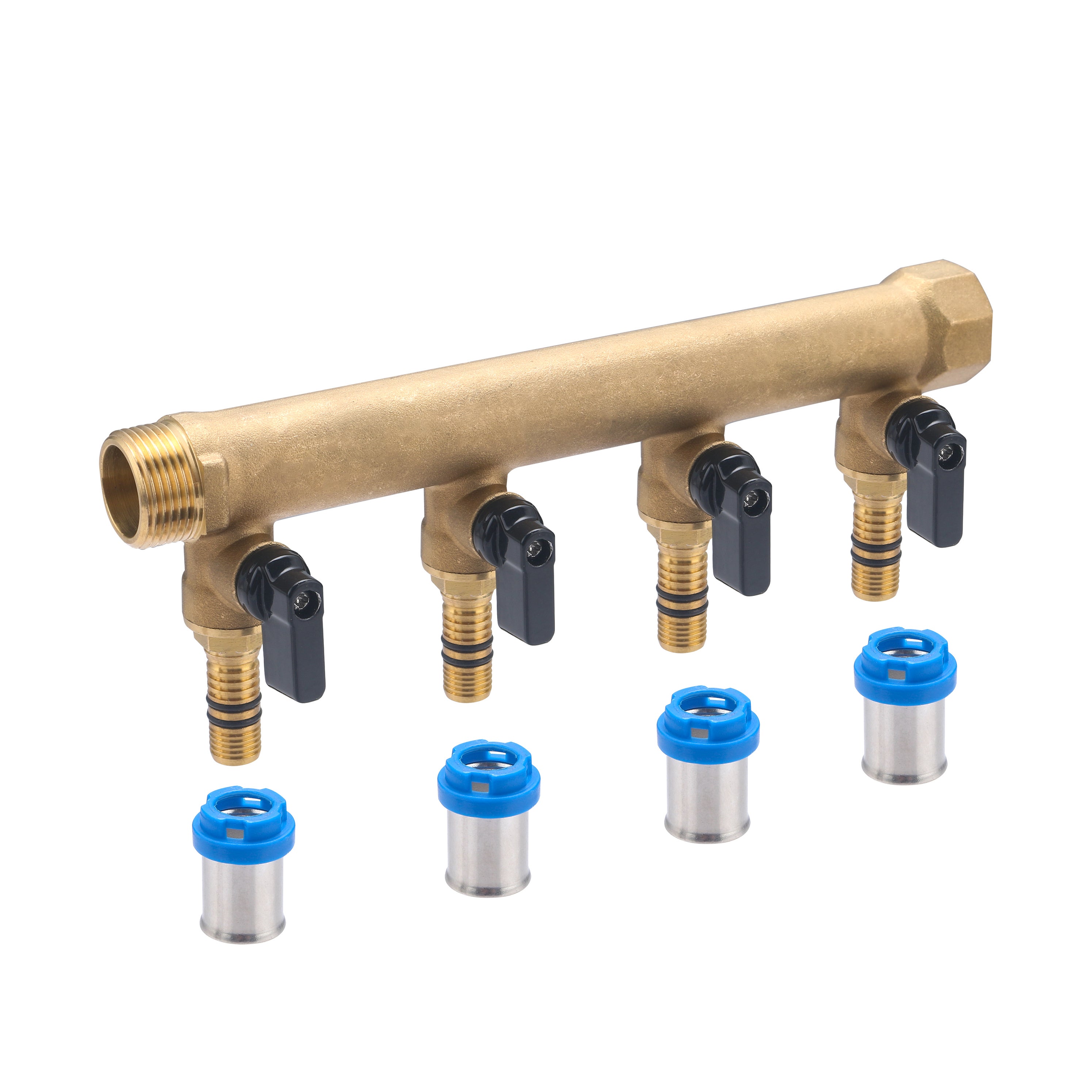 Colector macho - hembra 3/4 - 4 salidas multicapa para crimpar Ø16 en válvulas QUICK PLOMBERIE - 6