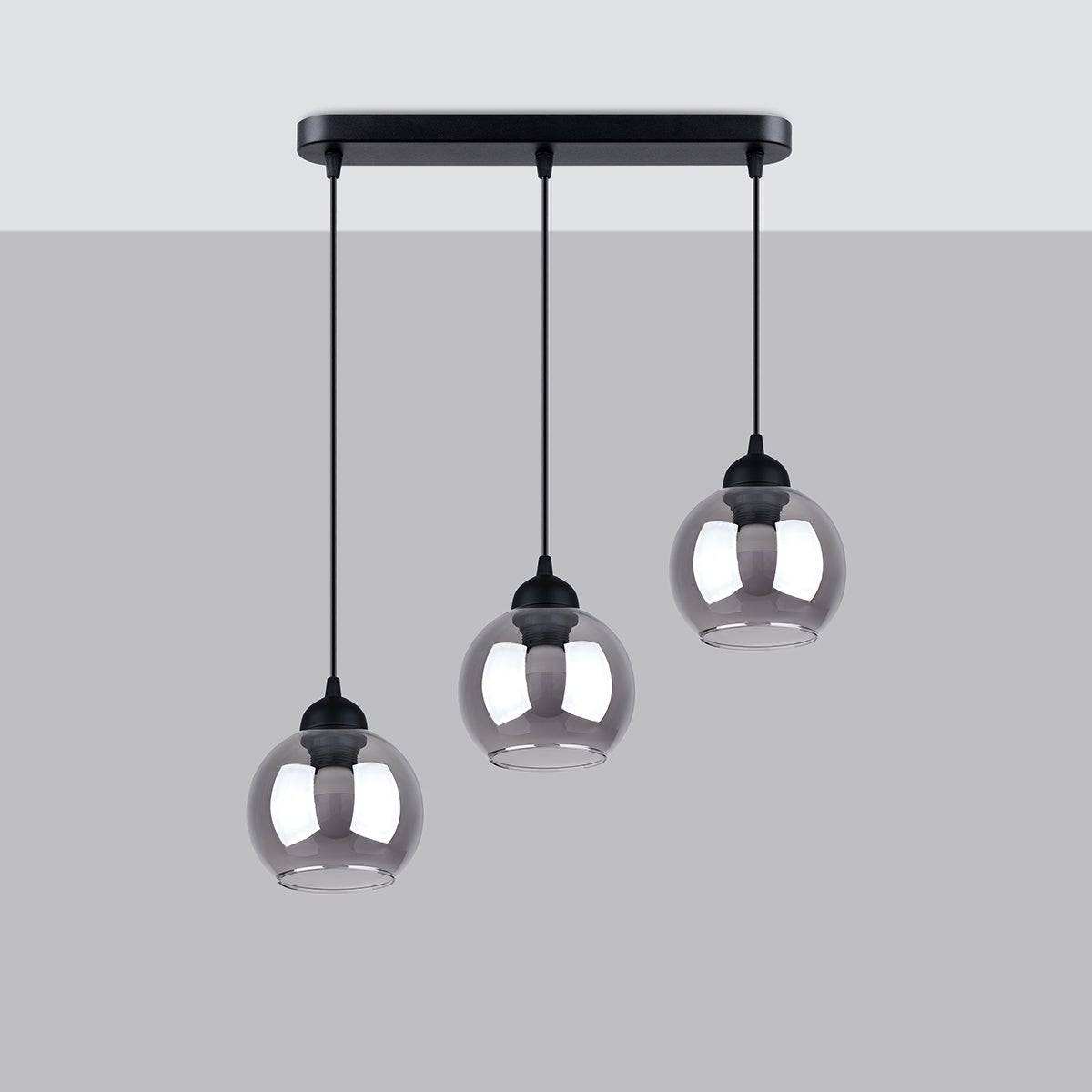 Lampa wisząca ZELARO 3 czarna LED 4000K - 45x15x117cm Sollux