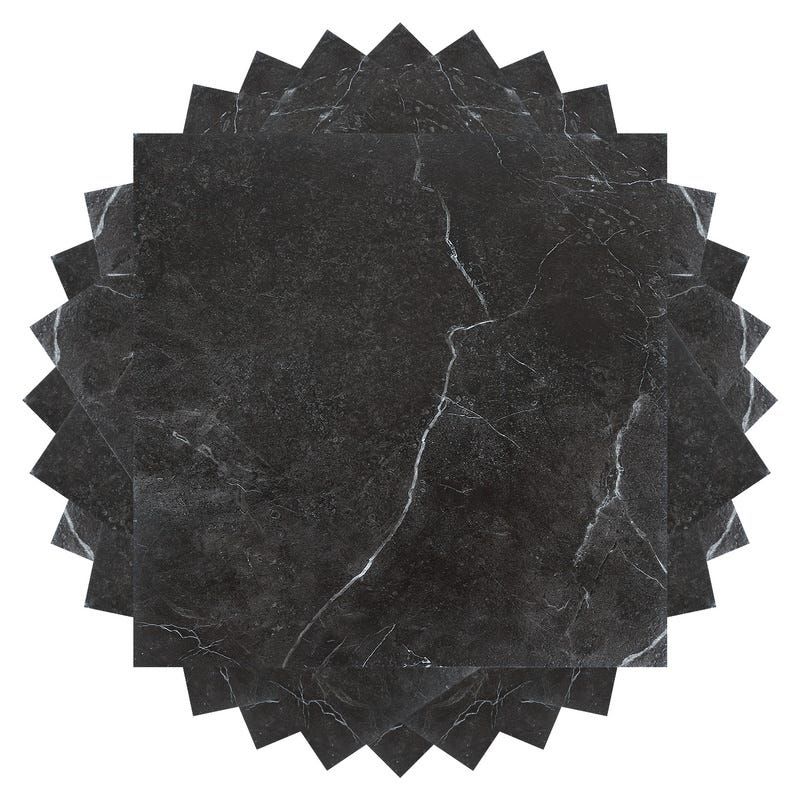 Pavimento Autoadesivo Effetto Pietra - 24 Piastrelle PVC 60x30 Cm, Nero, Adesivo Sensibile - Per Interni, Facile Da Posare