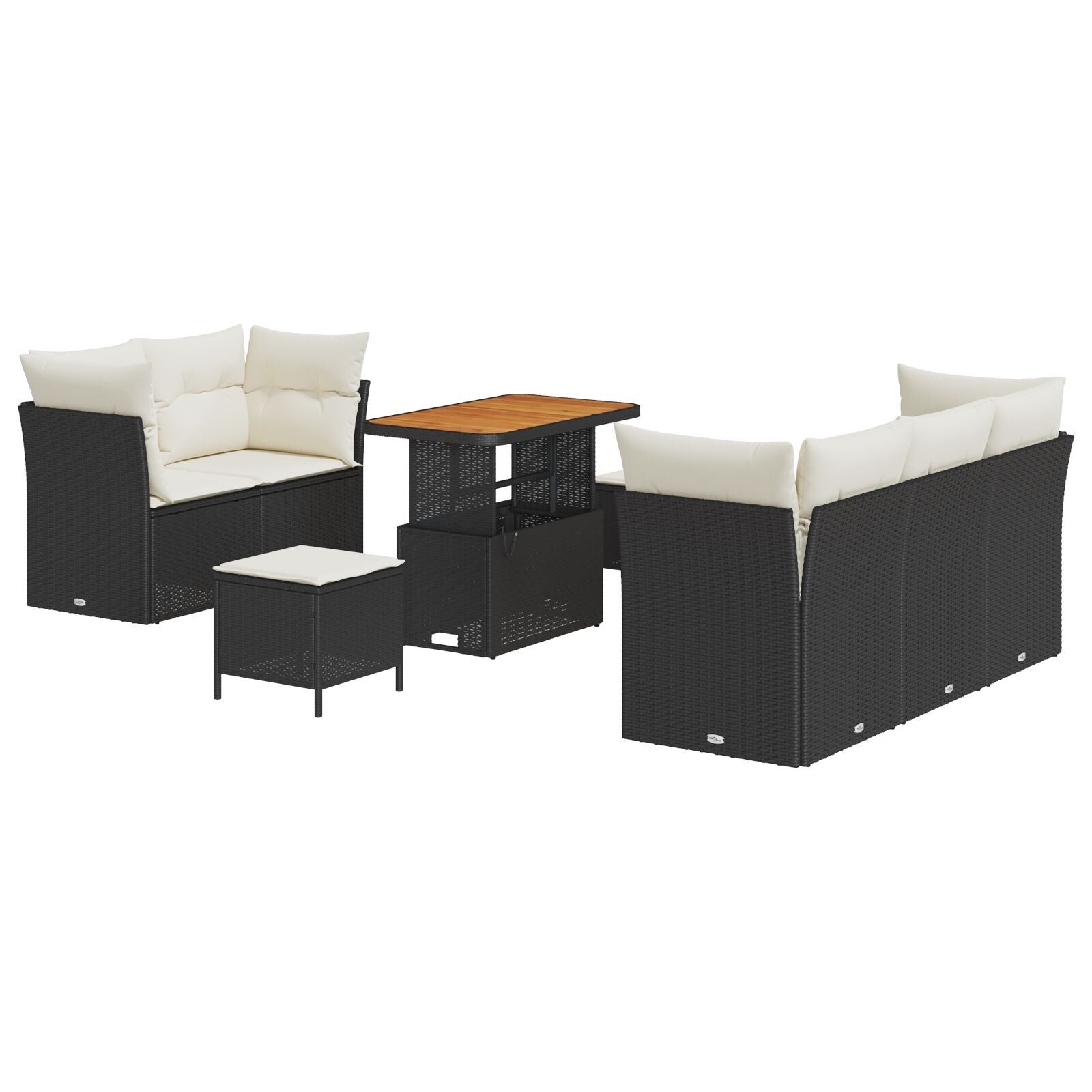 Zestaw Sof na Ogród 8 pcs Czarny polirattan vidaXL