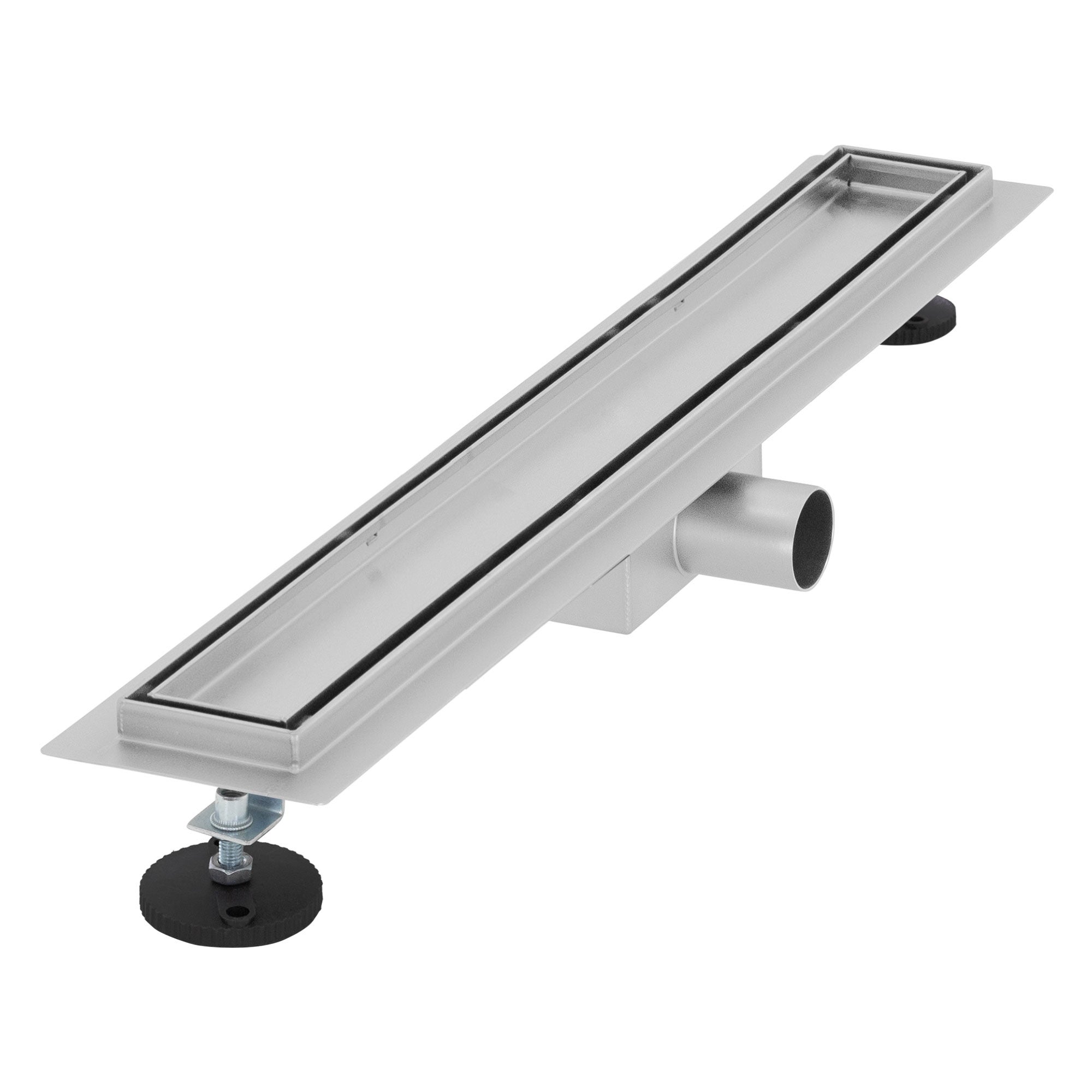 Nordona Caniveau De Douche Inox 60 Cm Complete Basic HG – Extra-plat, Grille Classique Finition Brillante, Sortie Centrale, Siphon Ultra-plat, Profondeur D'installation 6 Cm