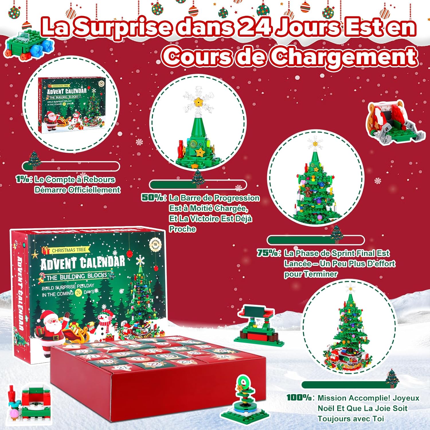 Calendrier De L'Avent 2025 Blocs De Construction Train De Noël - 24 Jours, 800+ Pièces, Pour Enfants Et Adultes - 6