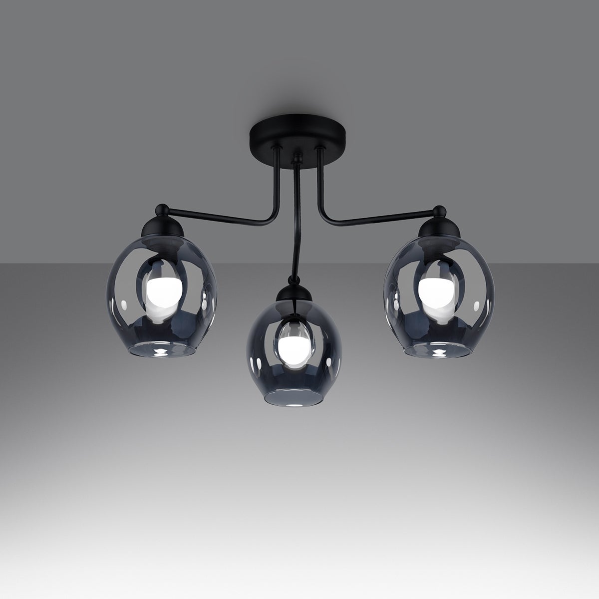 Żyrandol ALLIVON 3 czarny LED 3000K - 54x54x36cm Sollux