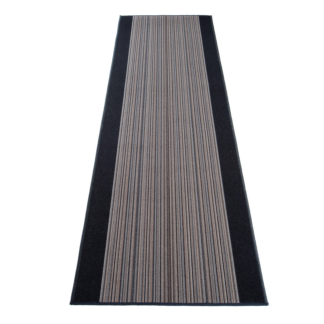 TAPISO Antidérapant Tapis de Couloir Passage Moderne Gris Basalt Rayures Fin 67 x 160 cm - 2