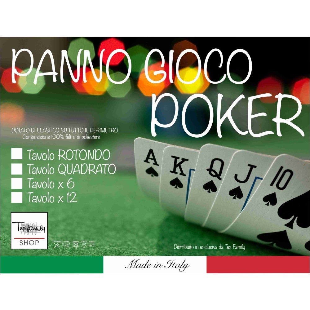 COPRITAVOLO panno GIOCO carte POKER VERDE proteggi TAVOLO Cm. 140x220 da 12 POSTI - 5