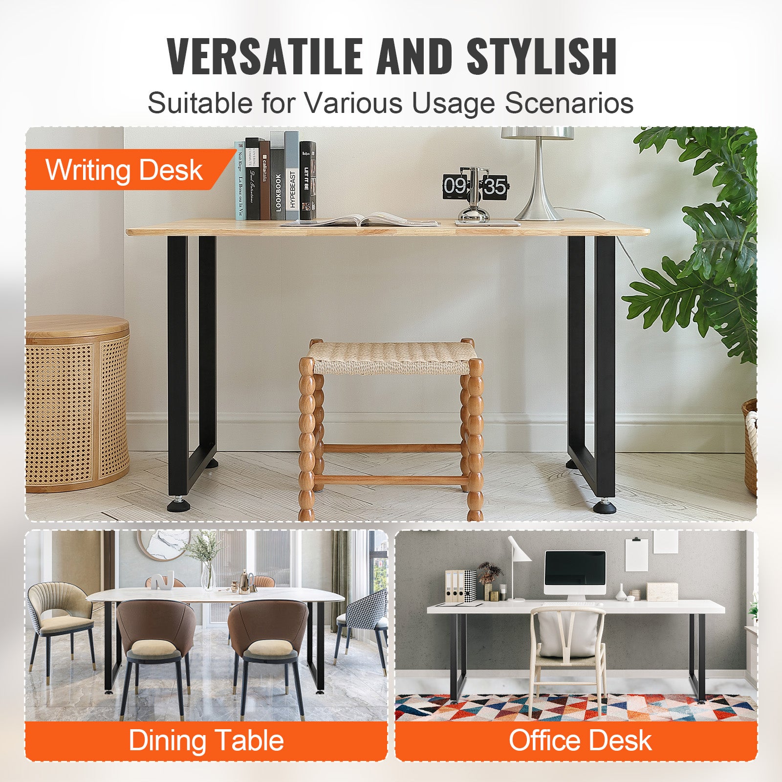 Pieds de Meuble Carrés SucceBuy Réglables 71 cm, Lot de 2 Pieds en Acier Noir, Support jusqu’à 454 kg, pour Table, Bureau ou Console - 7