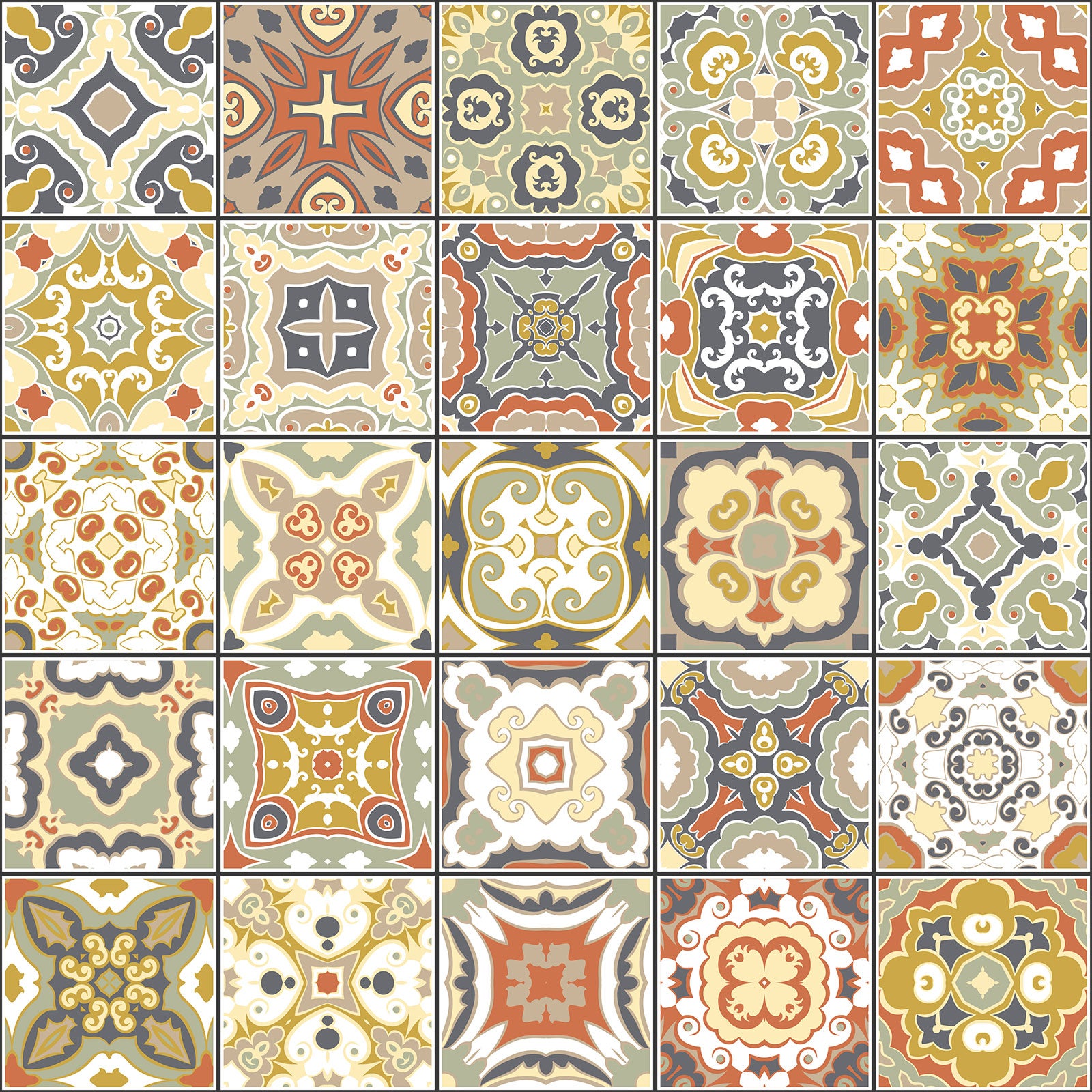 Crédence adhésive sticker décoratif pour cuisine - Effet carreaux de ciment - Adhésif MAT - 60x60 cm - 2