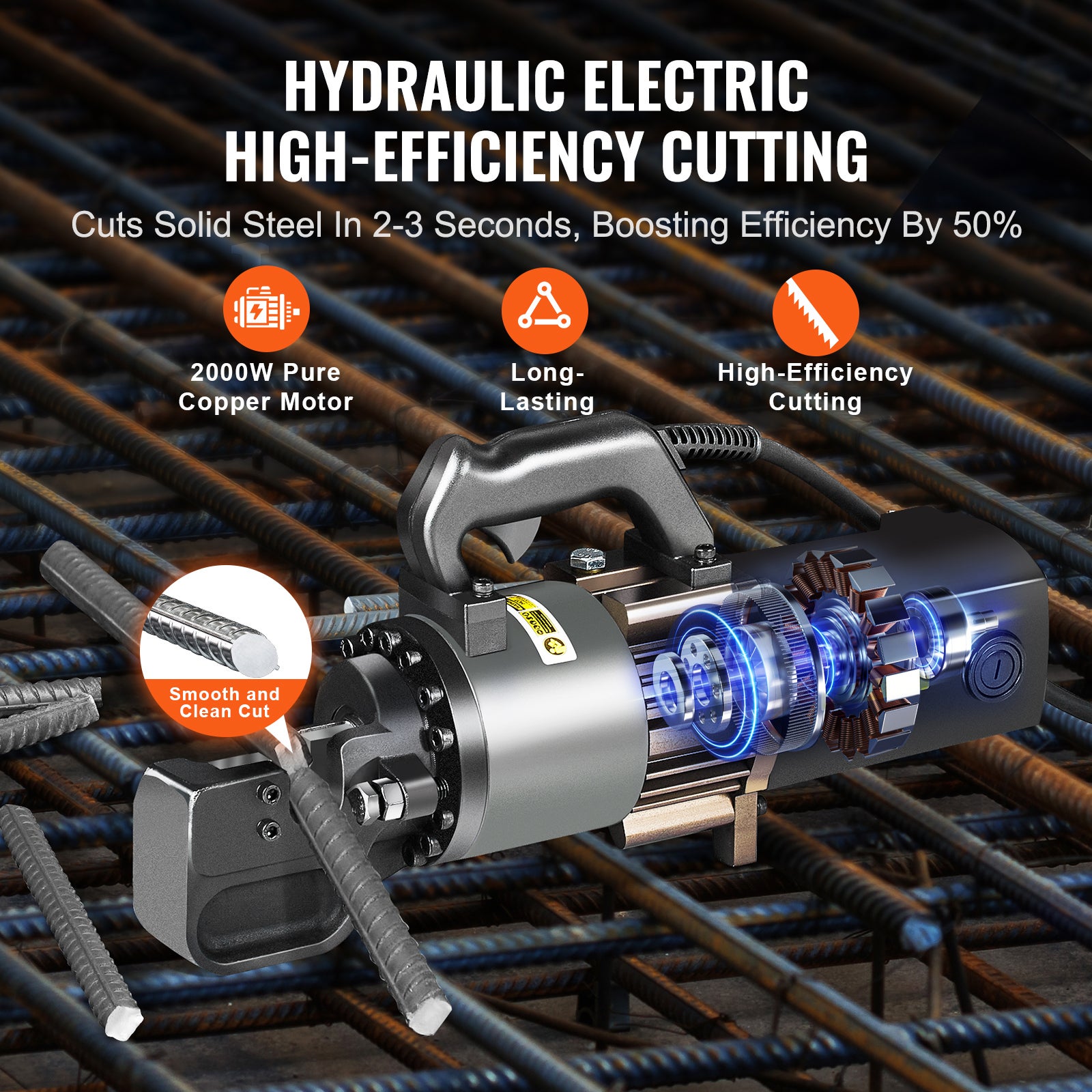 Coupe-barres hydraulique électrique 2000W,SucceBuy coupe barres d'armature 25mm en 3,5s,coupe-acier portable avec bidon d'huile,accessoires,RC-25 - 4