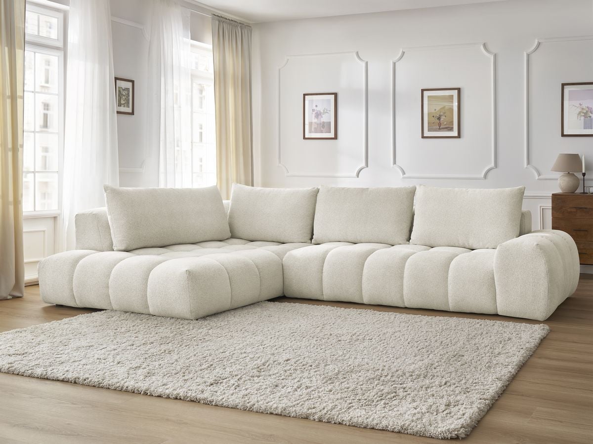 BOBOCHIC Canapé d'angle fixe EVEREST tissu chiné Blanc Angle gauche - 5