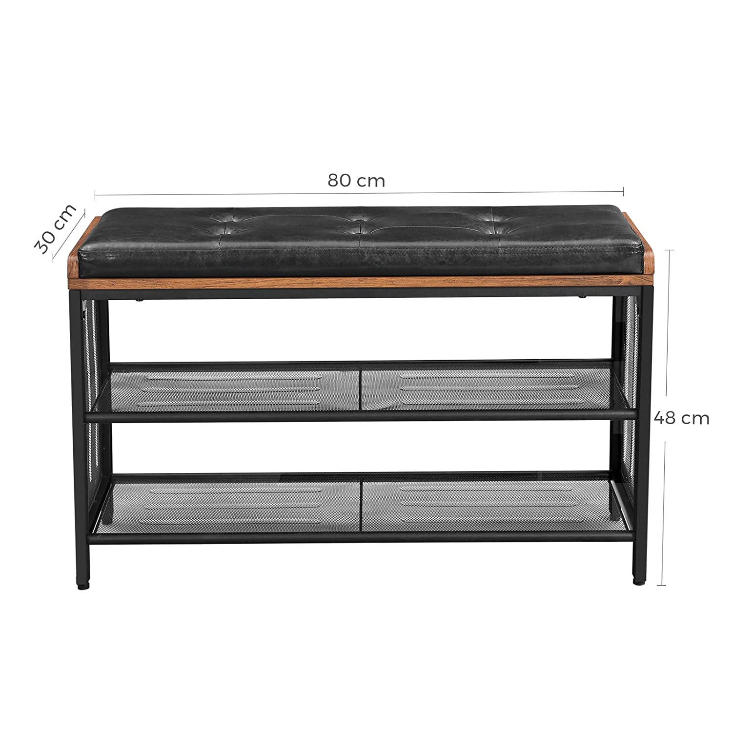 Banc À Chaussures, banquette Rembourrée Avec Étagères En Maille, marron Rustique - 5