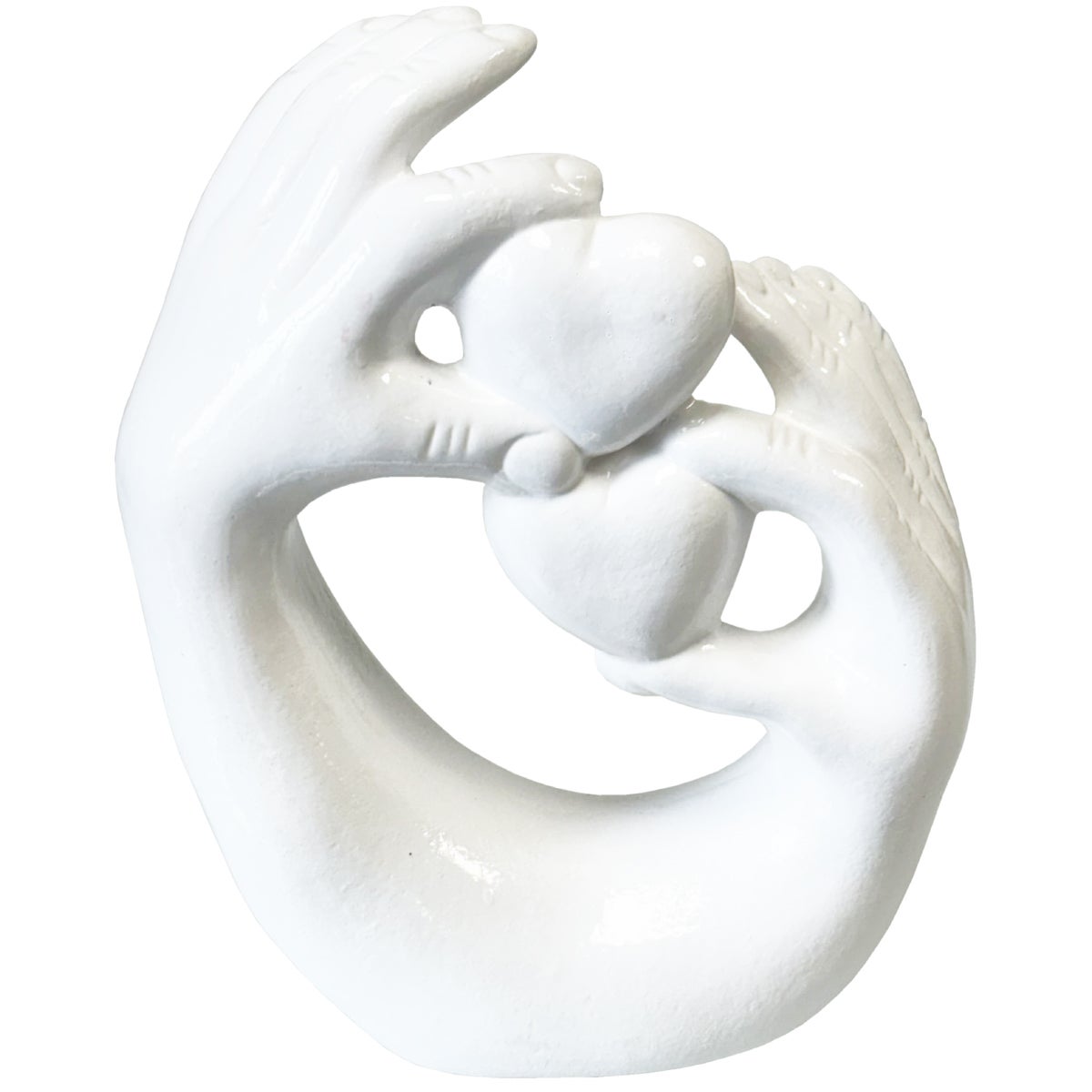 Statuette Céramique Mains Et Cœurs Rouges – Déco 23 Cm, TDK IMPORT