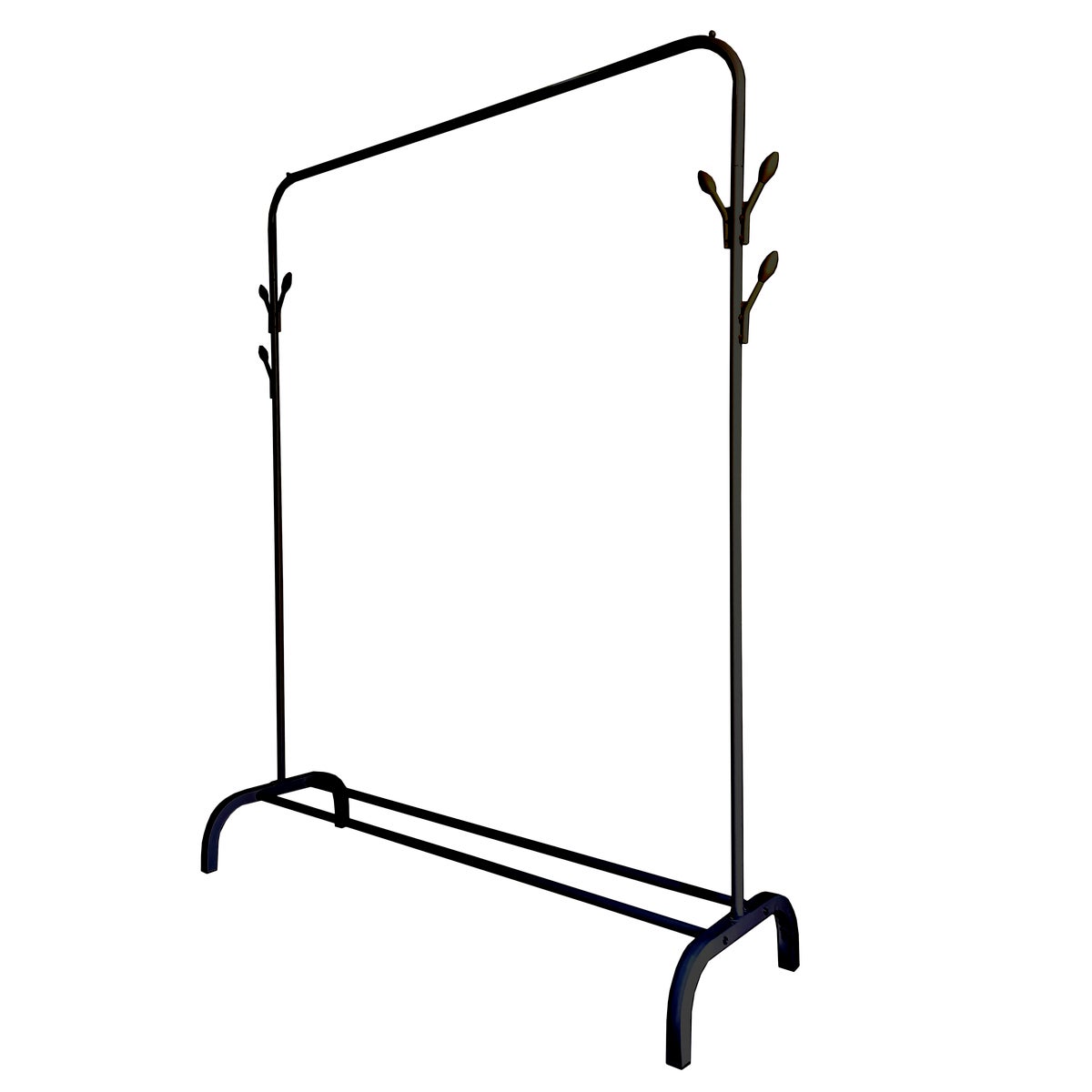 Porte-manteau Basic en métal 150 x 110 x 40 cm | Nyana Home | 6 cintres | 2 barres de rangement inférieures | Noir - 3