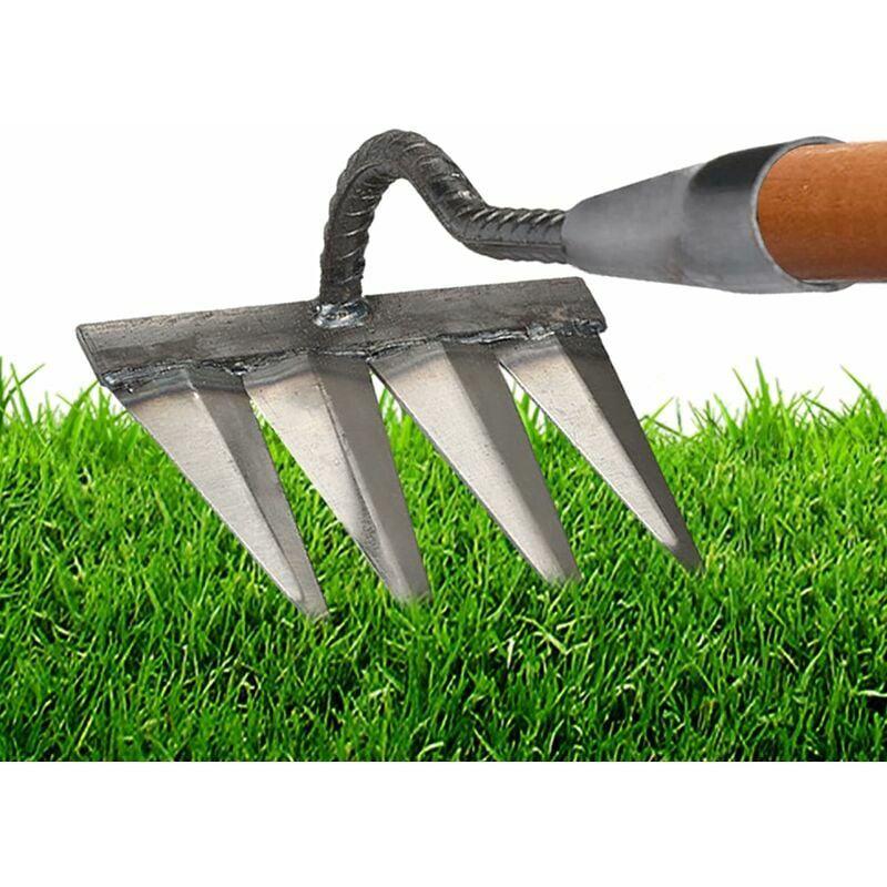 Grabie ogrodowe, grabie do pielenia, grabie do wertykulacji, metalowe grabie z ciężkimi zębami, grabie z 4 zębami - 4