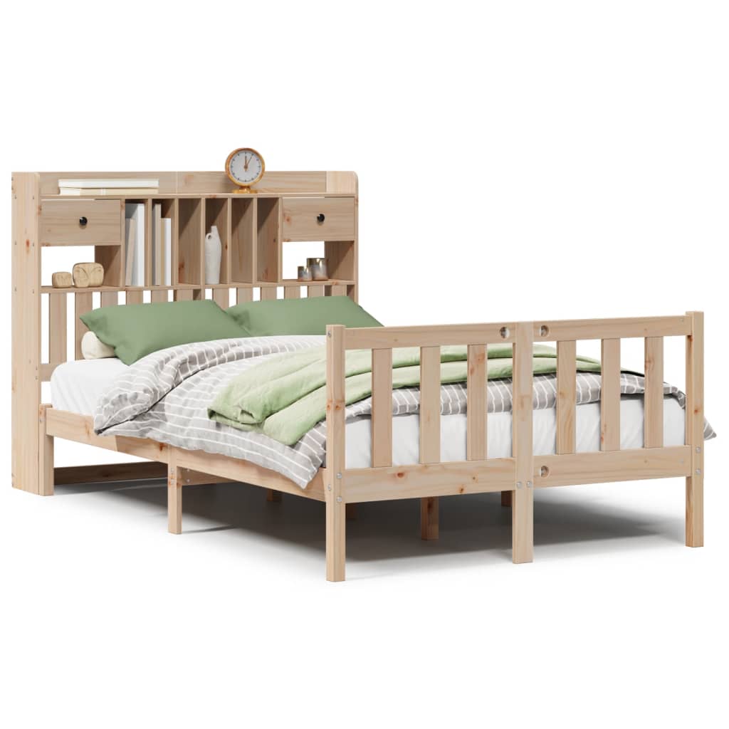 Lit Double | Lit Adulte | Lit bibliothèque sans matelas 120x200 cm bois ...