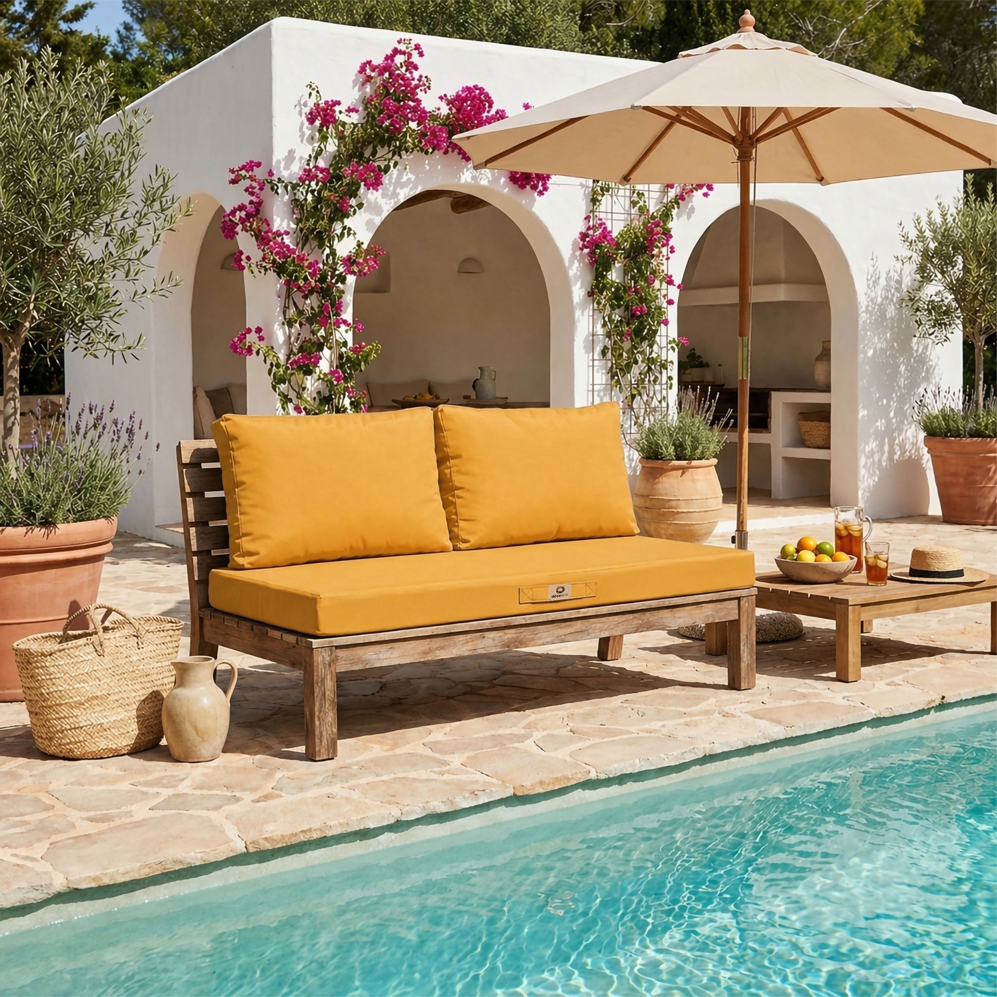 Coussins pour salon de jardin déhoussable 120x60cm Jaune - 2