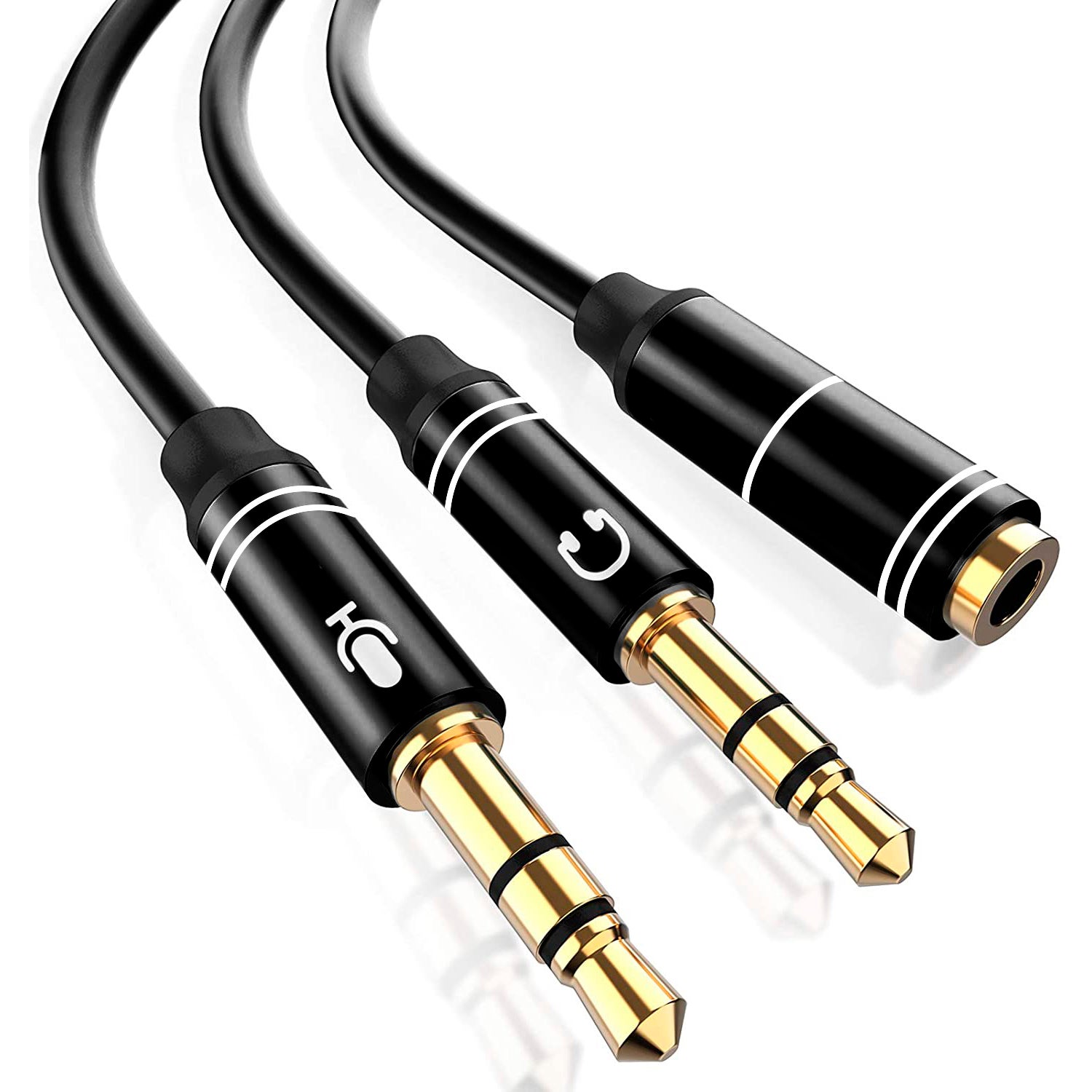 Adaptateur Casque-micro Splitter TRRS 3,5mm - Câble Répartiteur Pour PC, Smartphone, PS4, Xbox, 0,3m Tressé Nylon