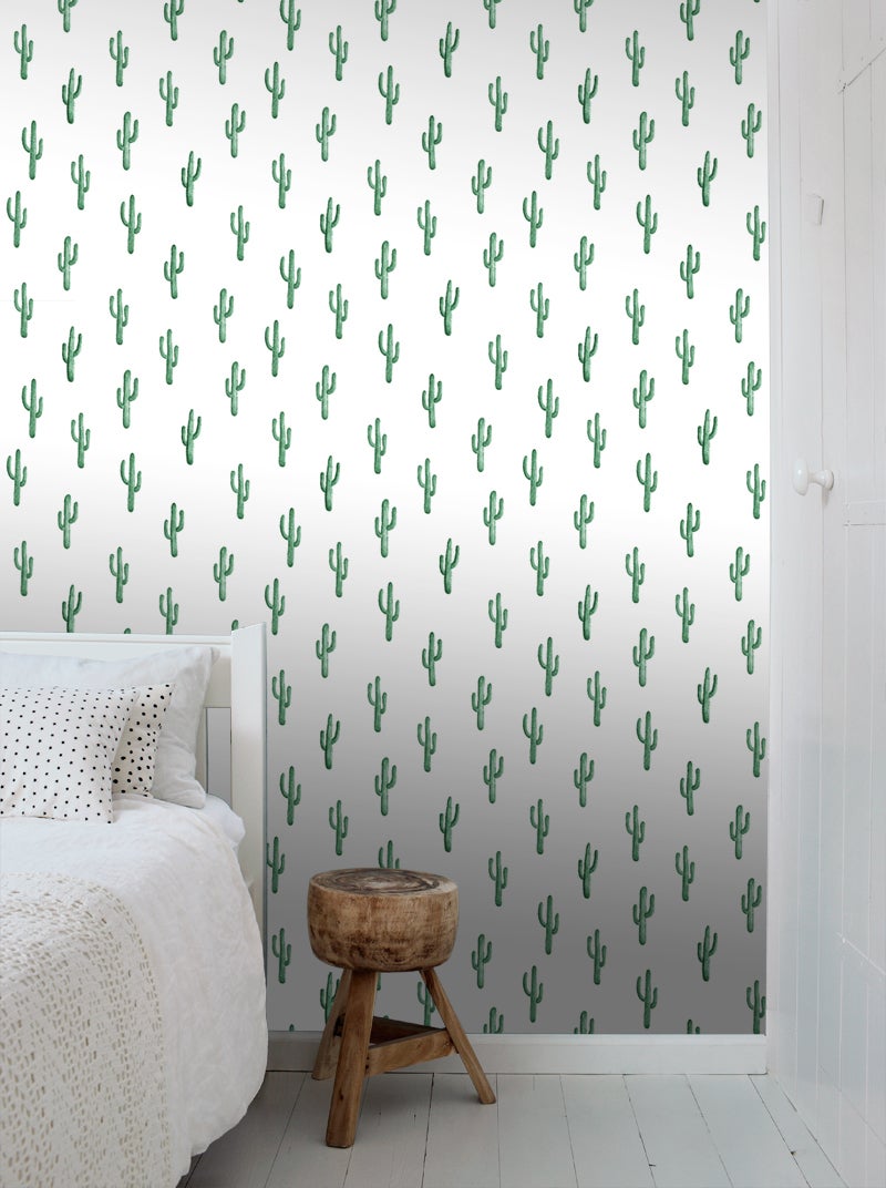 Tapeta małe kaktusy pustynne szmaragdowej zieleni - 53 cm x 10.05 m - ESTAHOME - 7