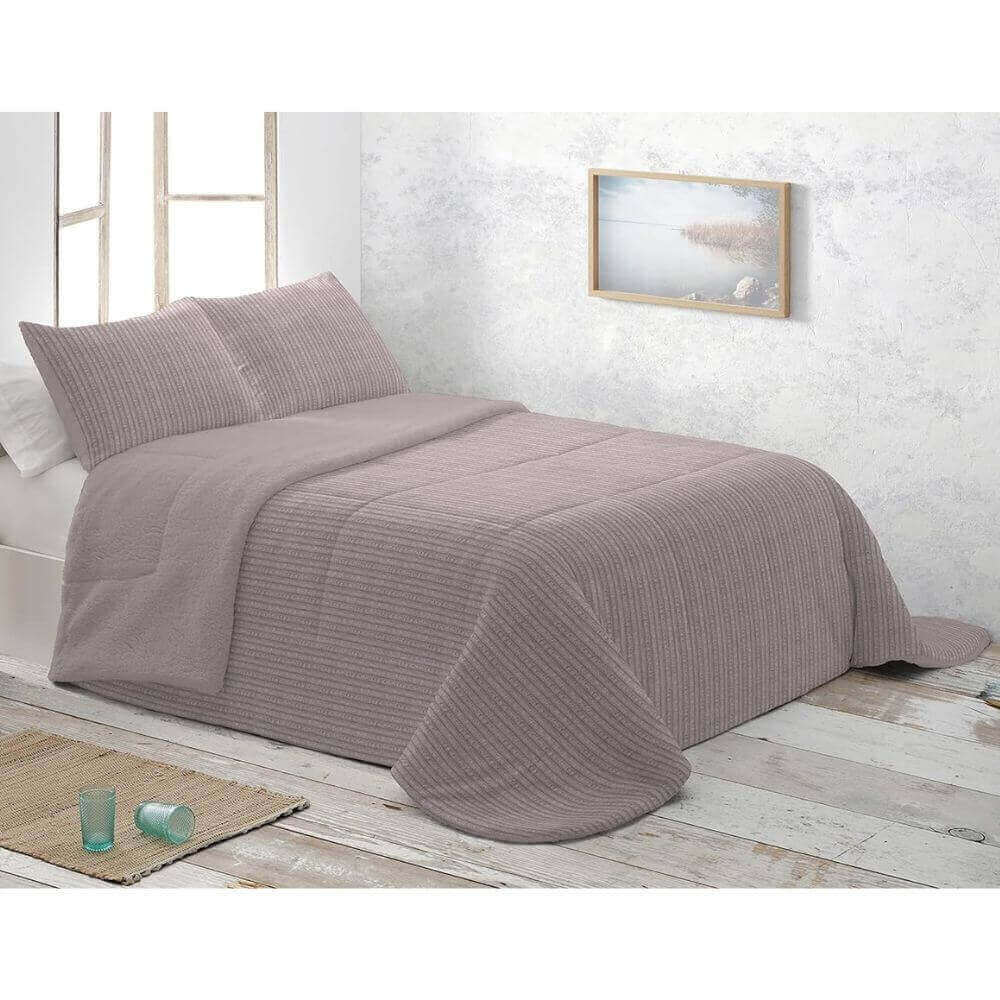 Edredón comforter sh reverso borreguito beige + 2 fundas cojin de 50x70 de 135 cm