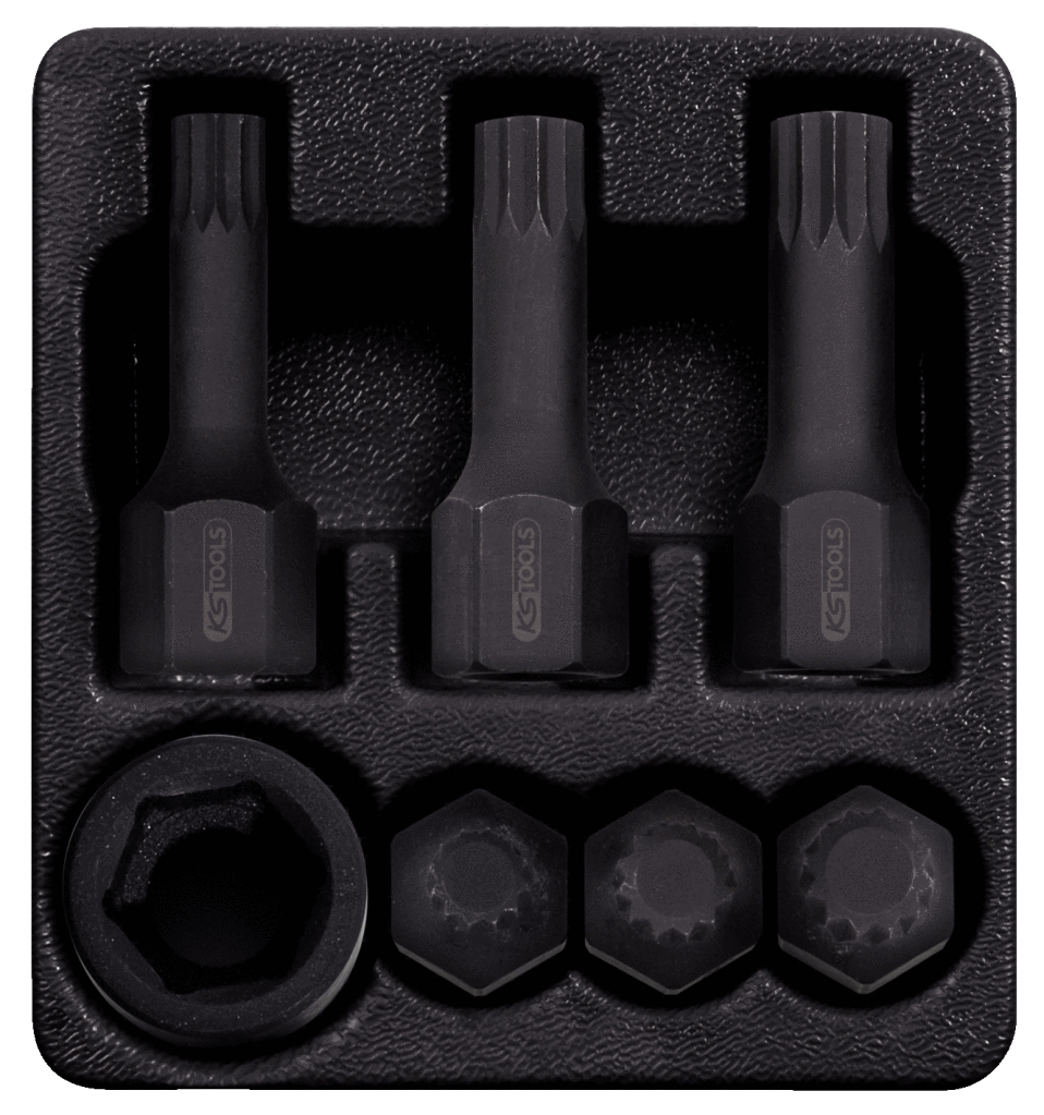 KS TOOLS Zestaw specjalnych nasadek udarowych do bitów 1/2" wielowypust 7-częściowy M14-M18 - 515.1160