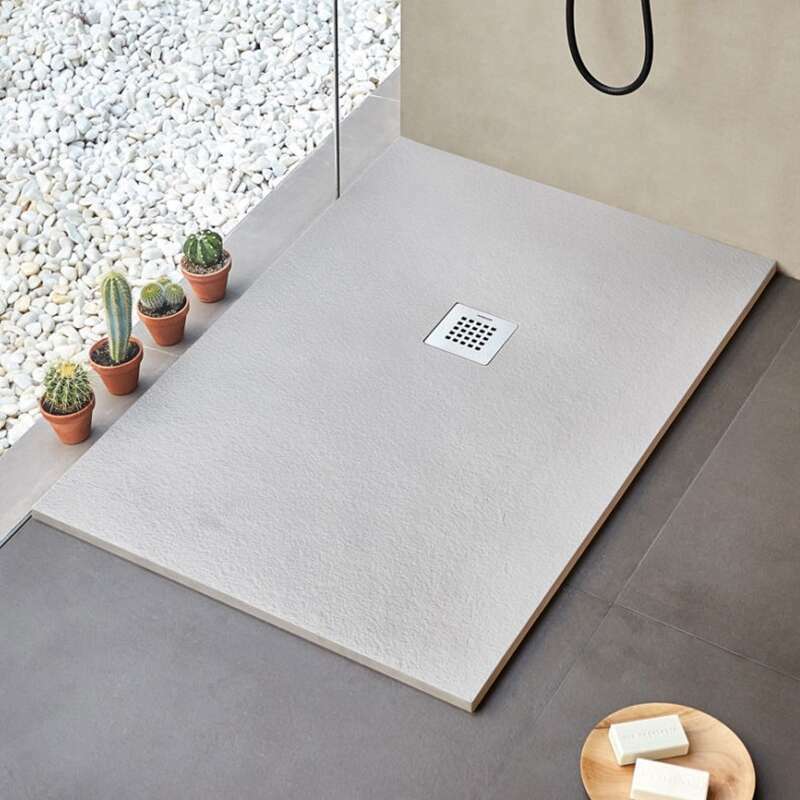 Receveur de douche STRATO extra plat, Gris - 100 x 80 cm - Résistant et Facile à installer - Salle de bain - Douche - 2