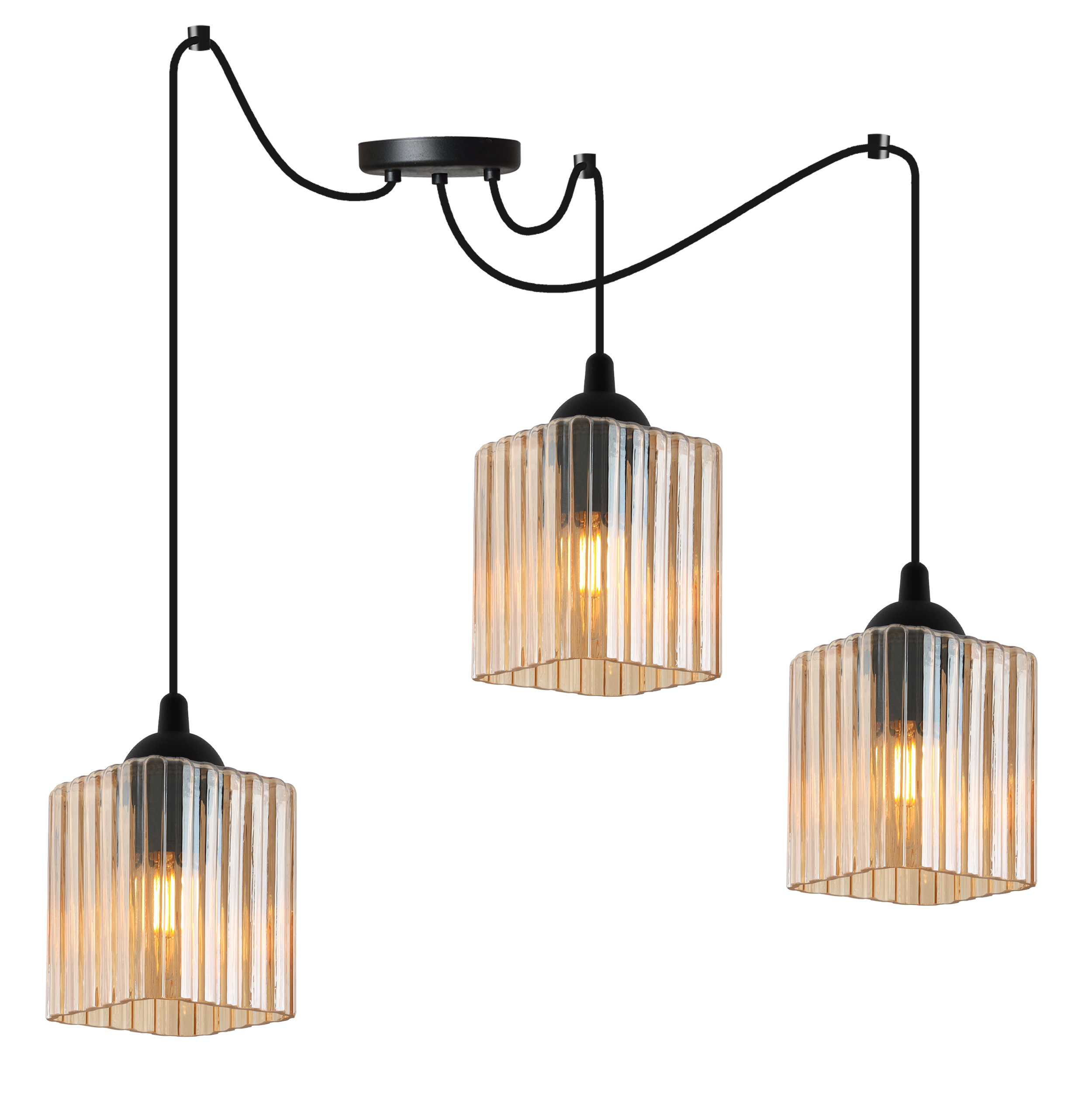Lampă suspendată de tavan Light Home LH Riffle Păianjen 3x E27 60W negru/miere