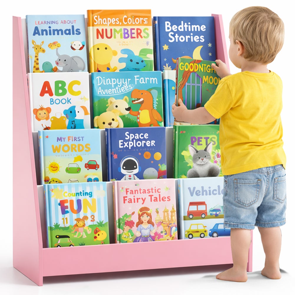 Libreria Montessoriana Rosa in Legno Scaffale Porta Libri per Bambini ...