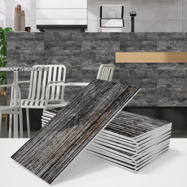 Set di 16 adesivi decorativi per piastrelle, stile vintage, effetto legno, pavimento in PVC per bagno e cucina, 10 x 20 cm