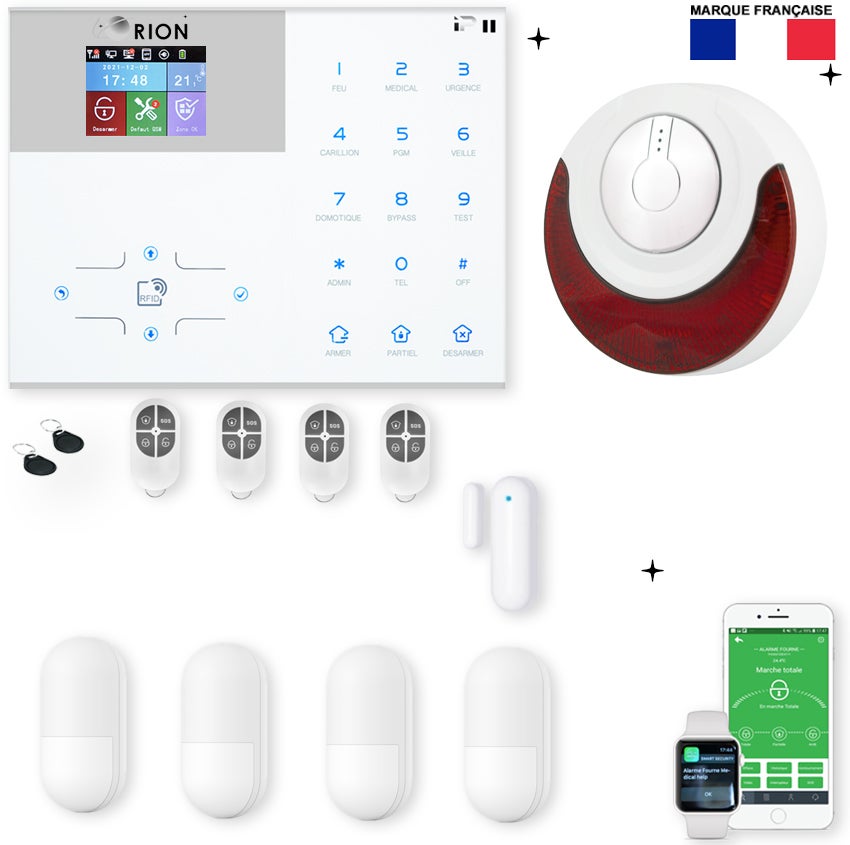 Kit Alarme Maison Sans Fil ALARMFUTUR House 6 - Centrale, Clavier, Sirène, Détecteurs